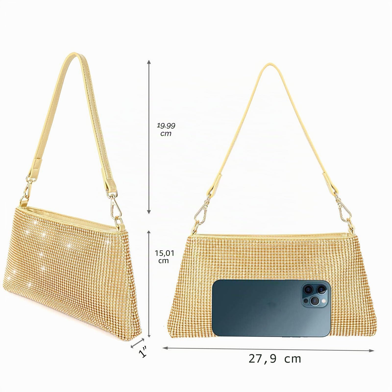nsihing Clutch Damen Clutch Elegante Brauttasche Diamant Handtasche Hochzeit, Abendtasche Klatsch Tasche Cluthes – Bild 5 von 5