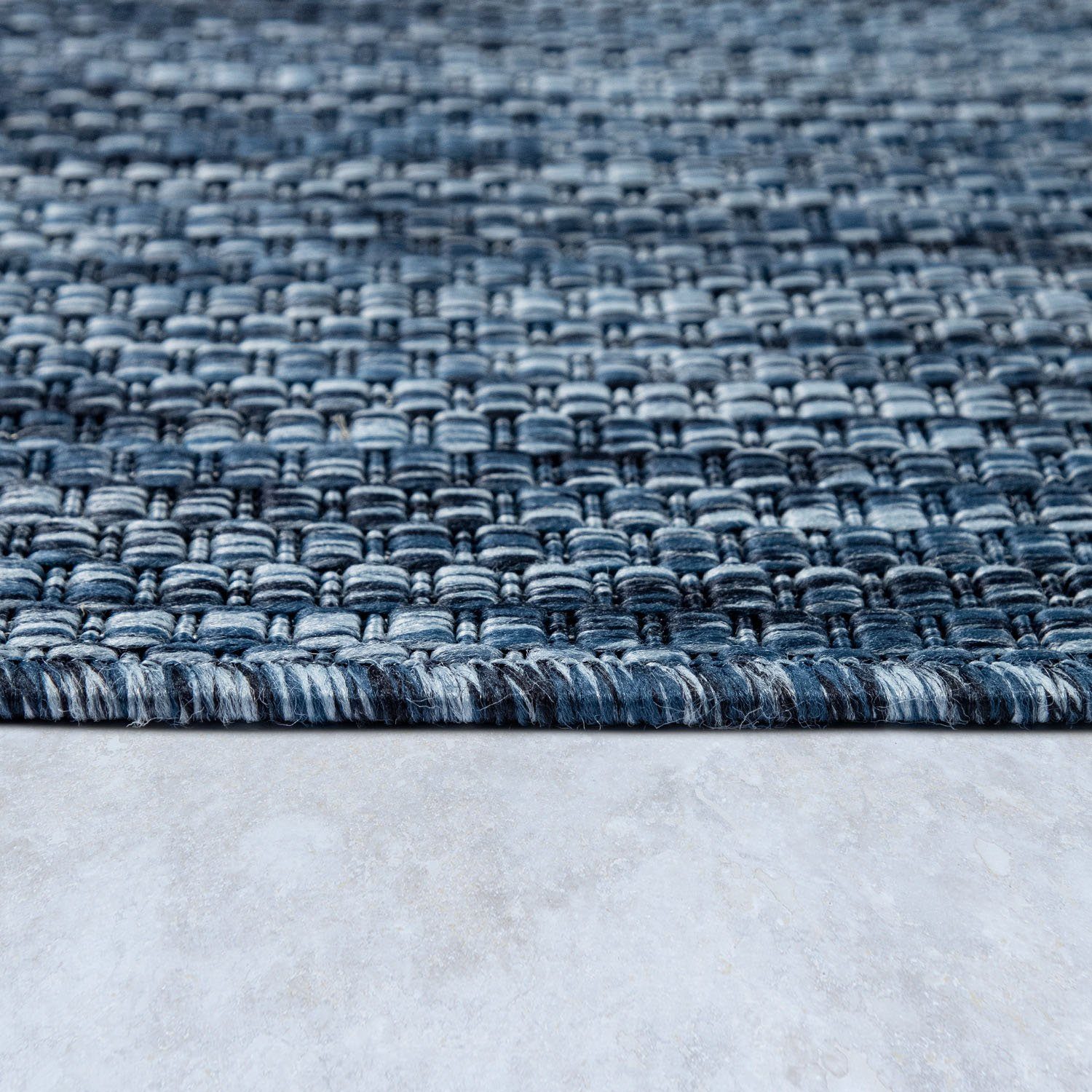 Teppich Venedig, geeignet 4 Flachgewebe, UV-beständig, Höhe: meliert, Sisal-Optik, Home Outdoor affaire, mm, blau rechteckig