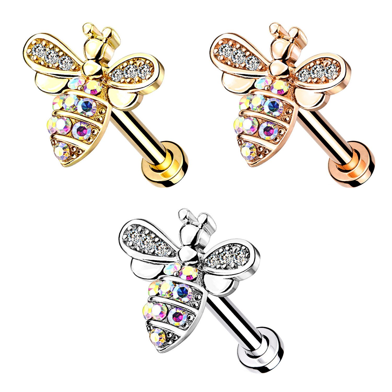 Taffstyle Piercing-Set Ohr Tragus Knorpel Labret Piercing Stecker Kristall günstig online kaufen