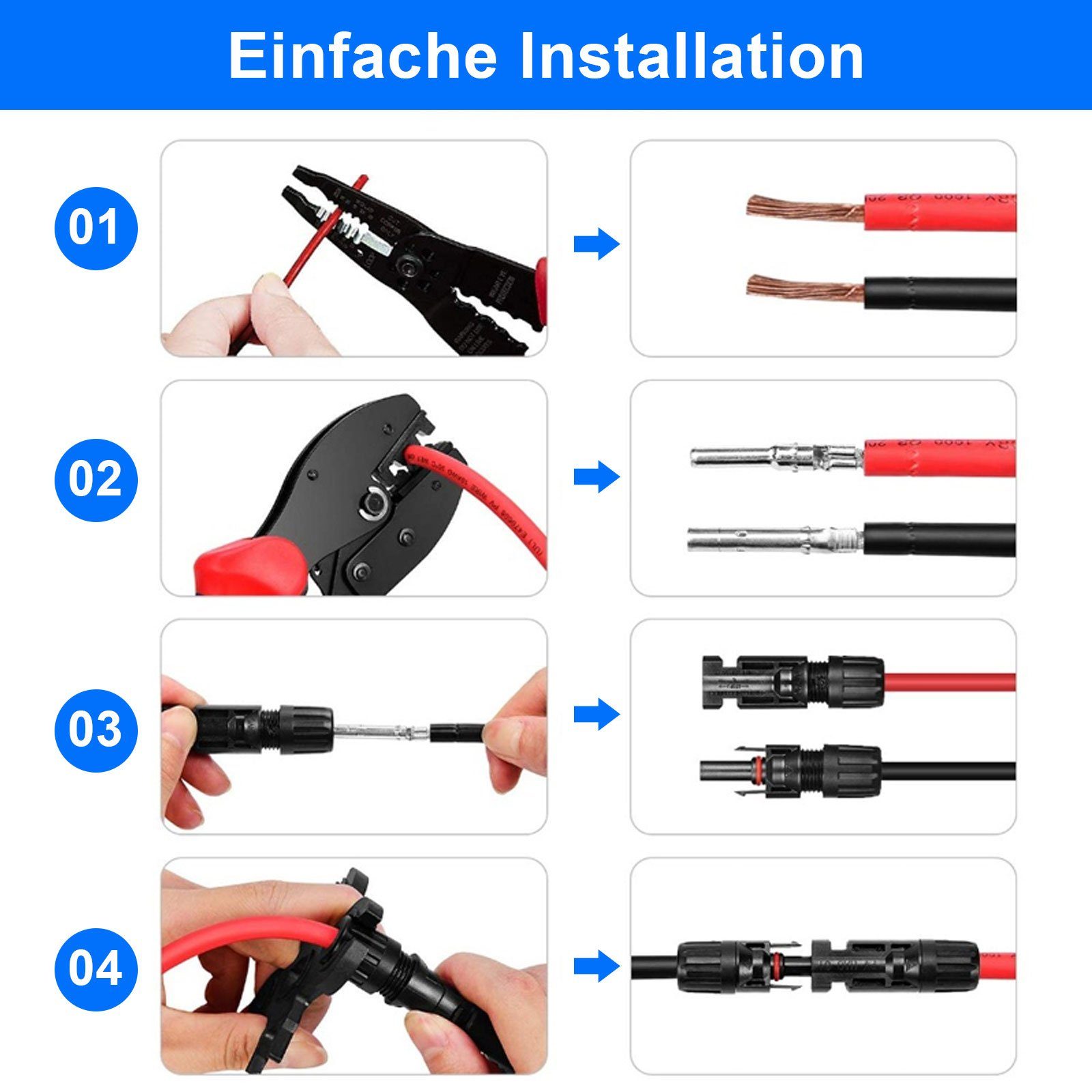 GLIESE 5/10/15/20-Paar, Kabelstecker, (5-St) 30AMP-Photovoltaik-Panel-Kabelstecker, Solarmodul