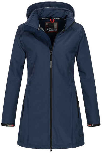 Alessandro Salvarini Softshelljacke Alessia lang mit abnehmbarer Kapuze