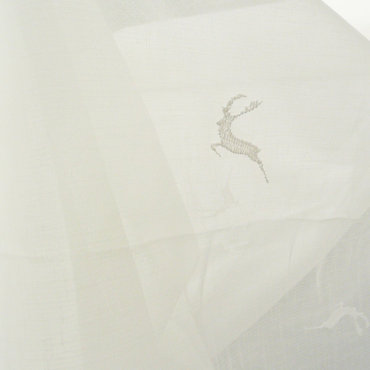 SCHÖNER LEBEN. Meterware Gardinenstoff Stores Stickerei Hirsch Feinkäseleinen ecru 290cm Höhe, halbtransparent, Stickerei/Stickstoff, überbreit