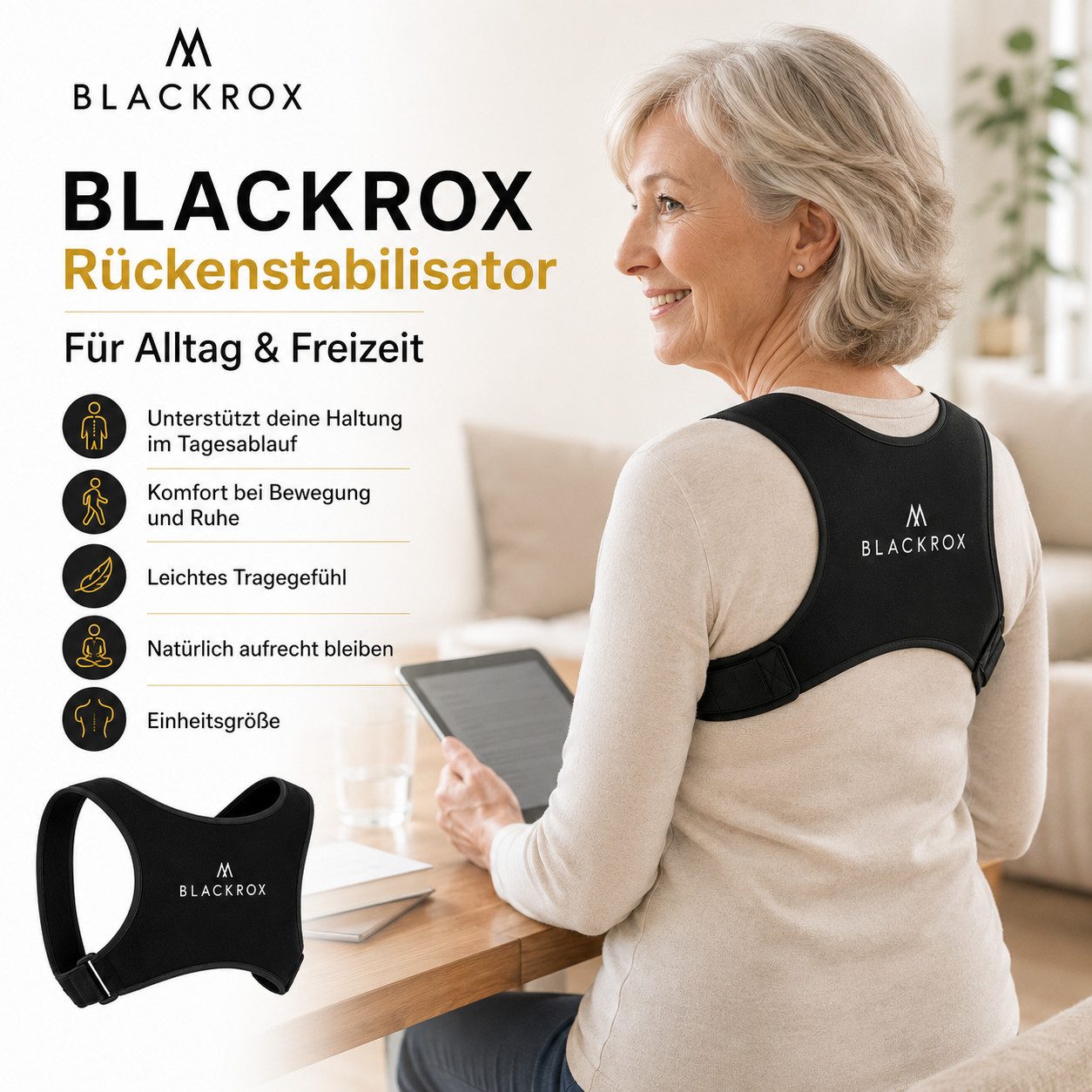 BLACKROX Rückenstabilisator [Vergleichssieger 2026] [Damen & Herren] [Rückenstütze]