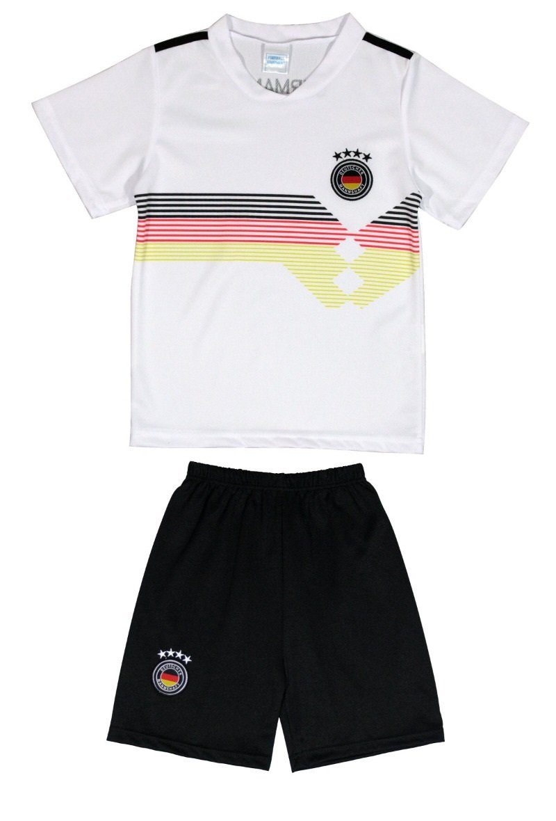 Fashion Boy Fußballtrikot Fussball Fan Set Deutschland Germany Trikot + Shorts, JS130 (Set) mit Namen Druck