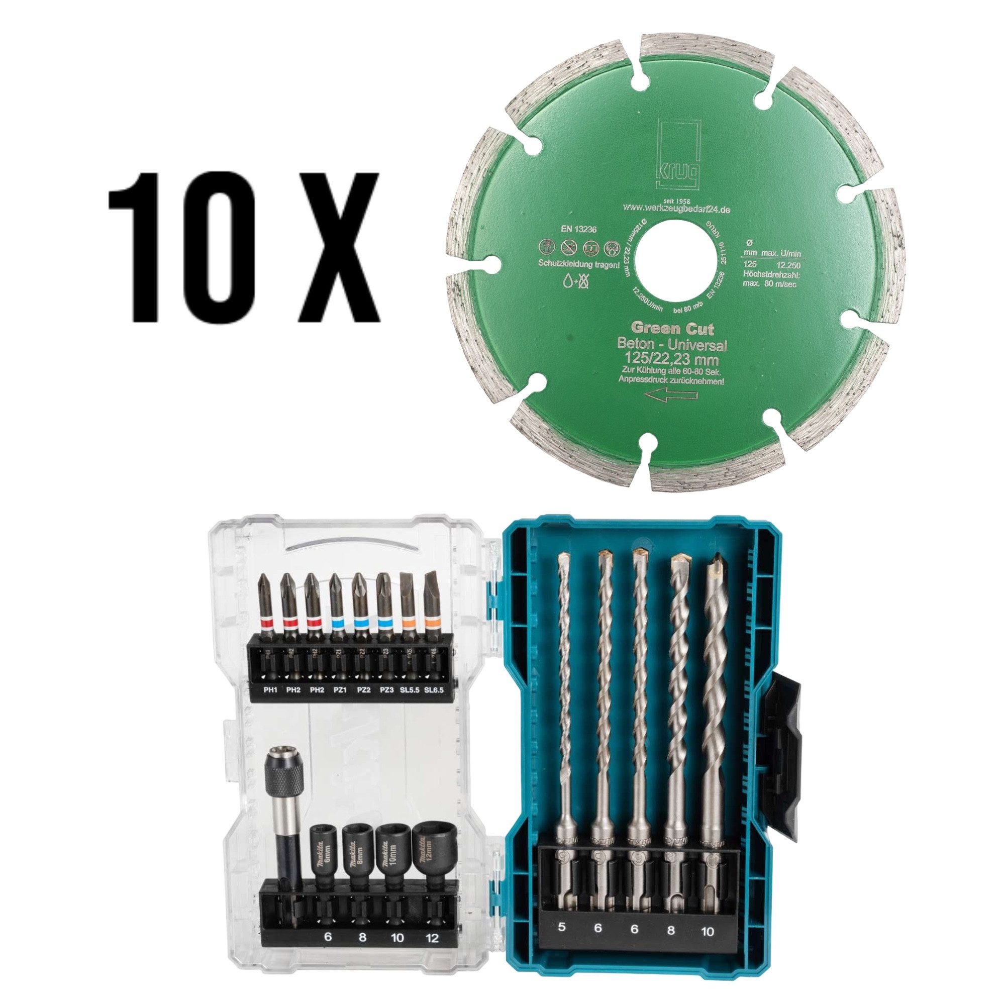 Bohrersatz Makita Bohrer-Set E-07026 + 10x Green Cut 125mm