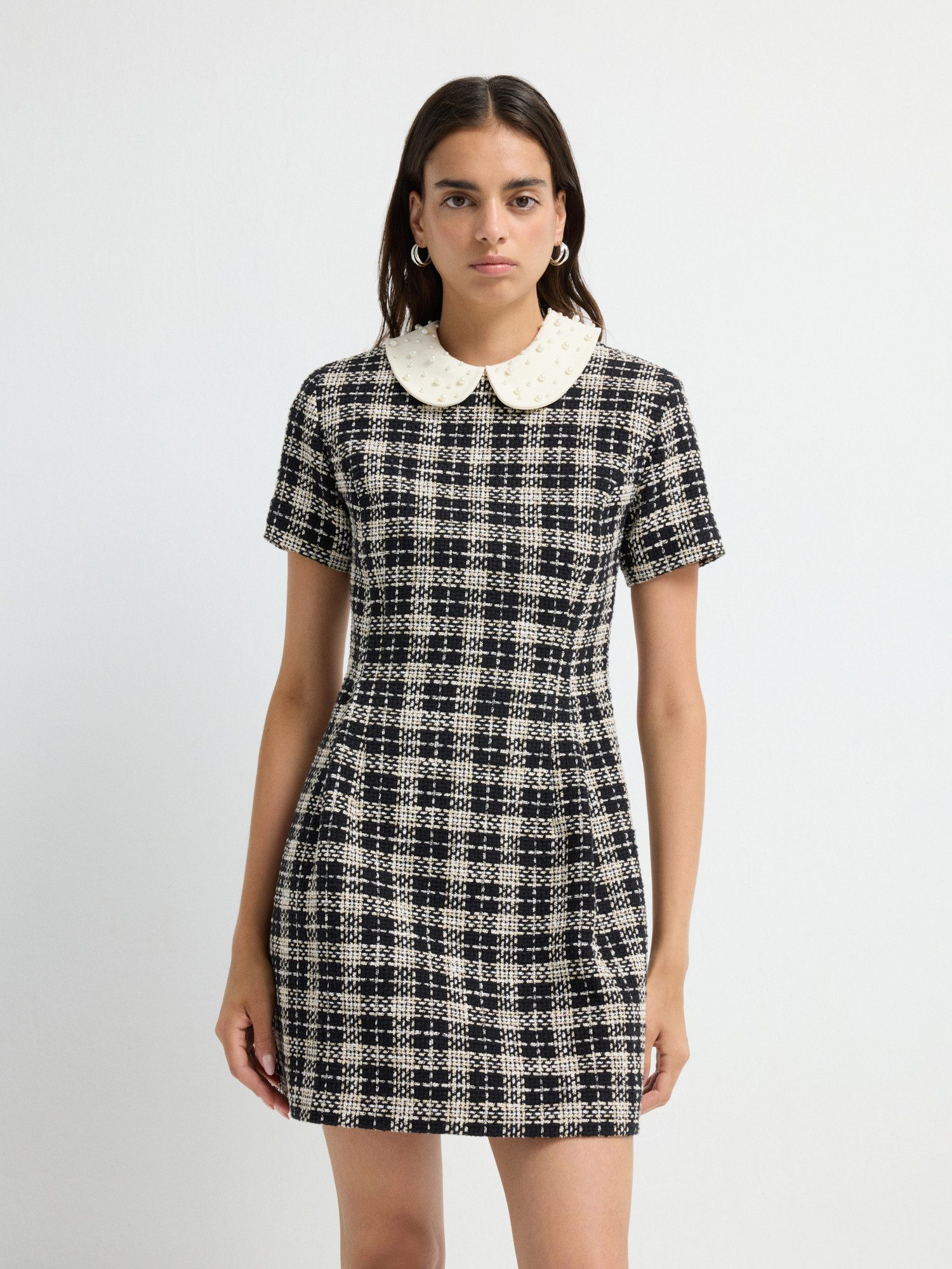 adL Cocktailkleid Tweed-Minikleid mit Peter-Pan-Kragen