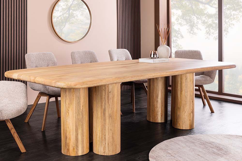 riess-ambiente Esstisch ART DECO 240cm natur - Massivholz, Säulenfüße, lackiert, rechteckig (Einzelartikel, 1-St), Massiver Speisetisch - ideal für Küche, Wohnzimmer oder Essbereich