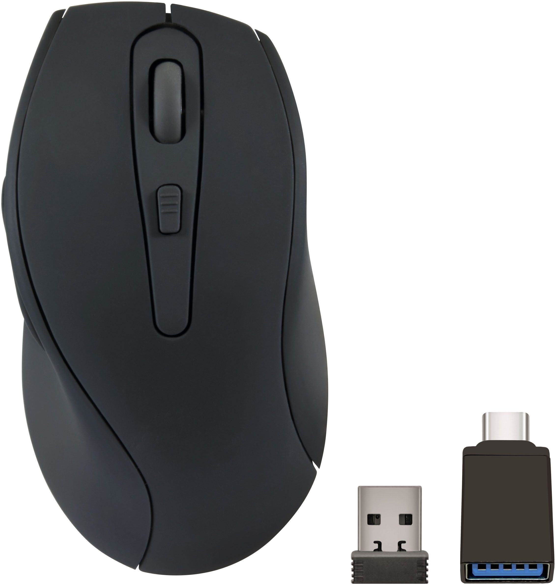 AXON Silent & Antibacterial Rechargeable - Wireless, USB-A/-C, schwarz ergonomische Maus