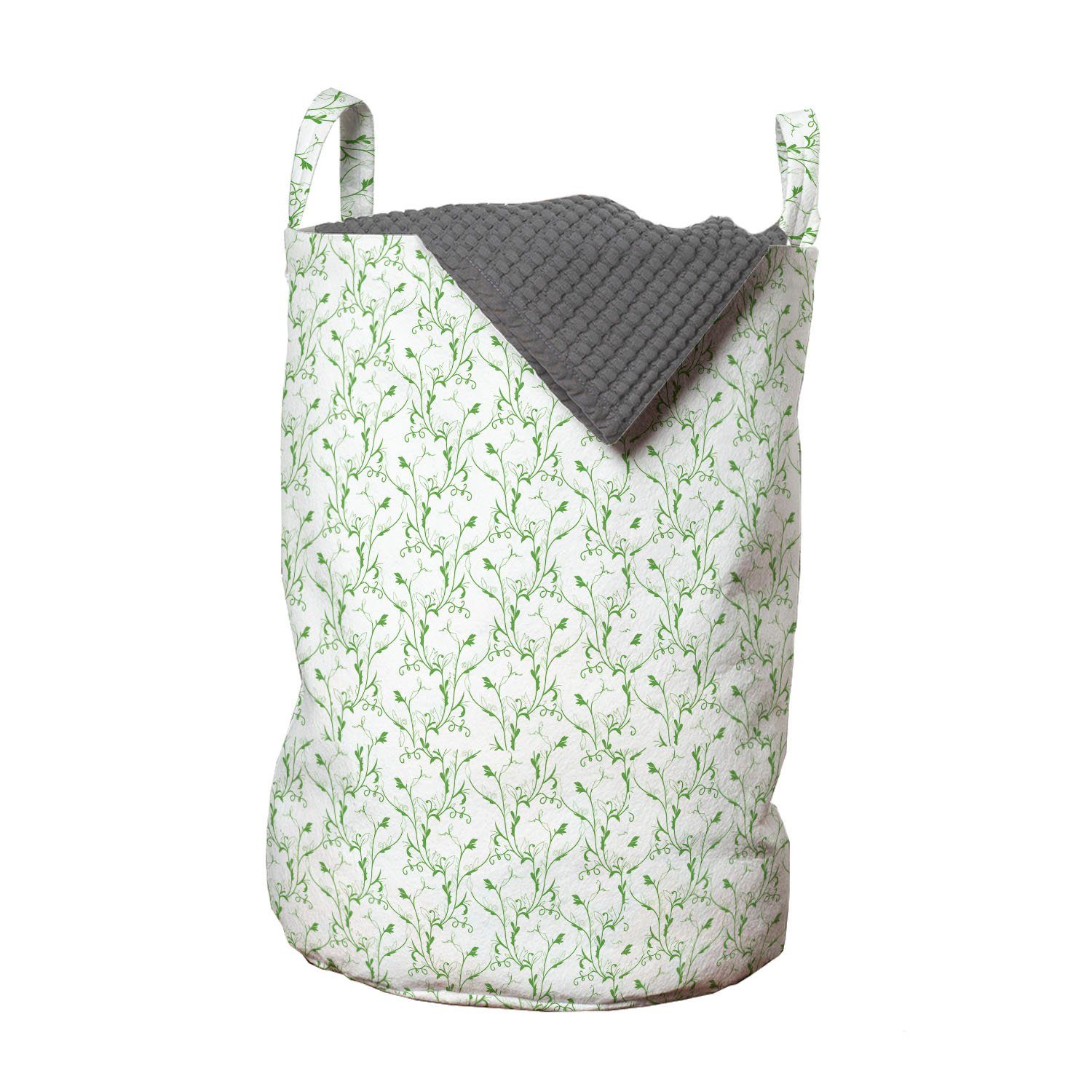 Abakuhaus Wäschesäckchen Wäschekorb mit Griffen Kordelzugverschluss für Waschsalons, Natürlich Blumen-Niederlassungen Muster