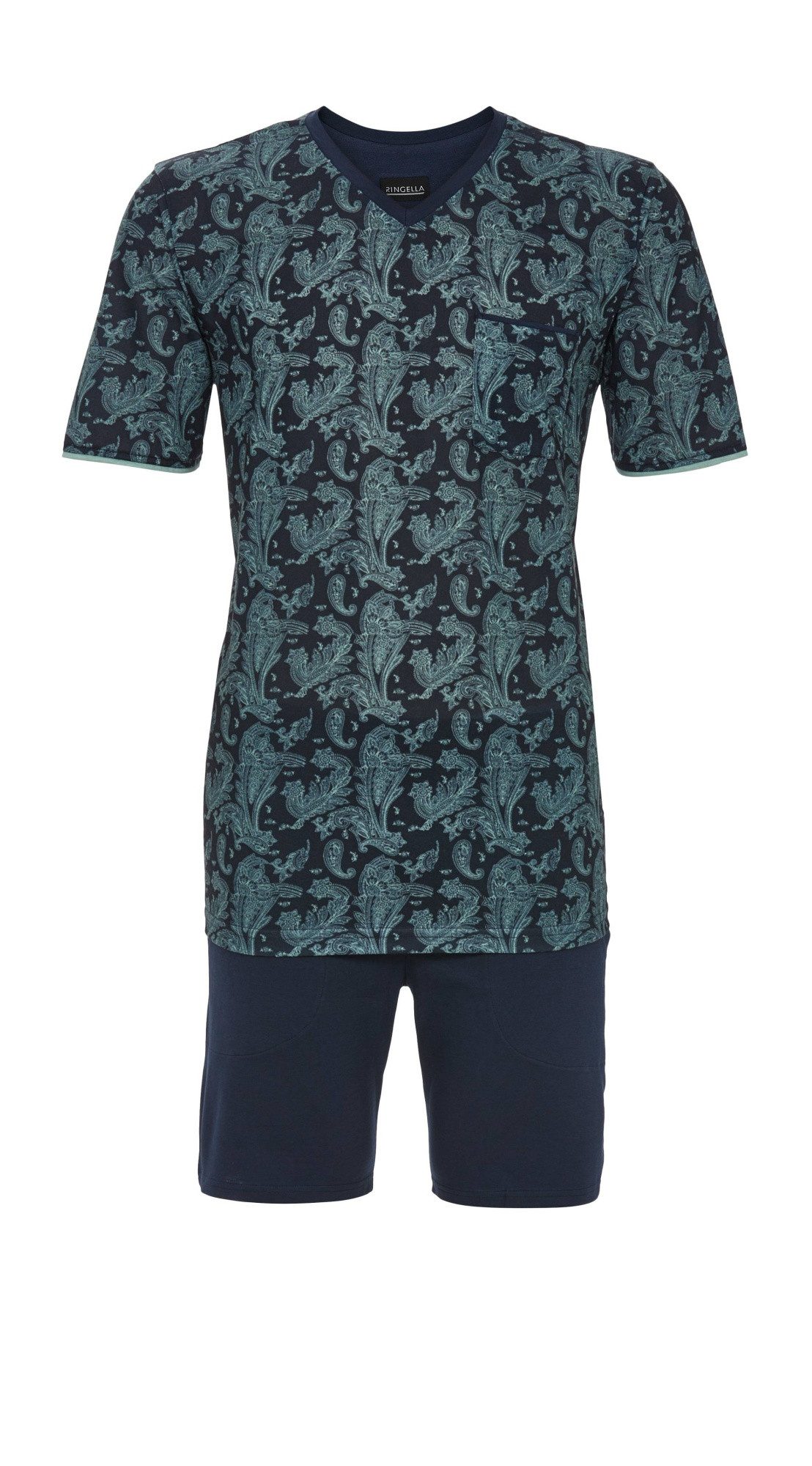 Ringella Shorty im Paisley-Dessin mit V-Ausschnitt und Bermuda mit Seitentaschen (2 tlg)