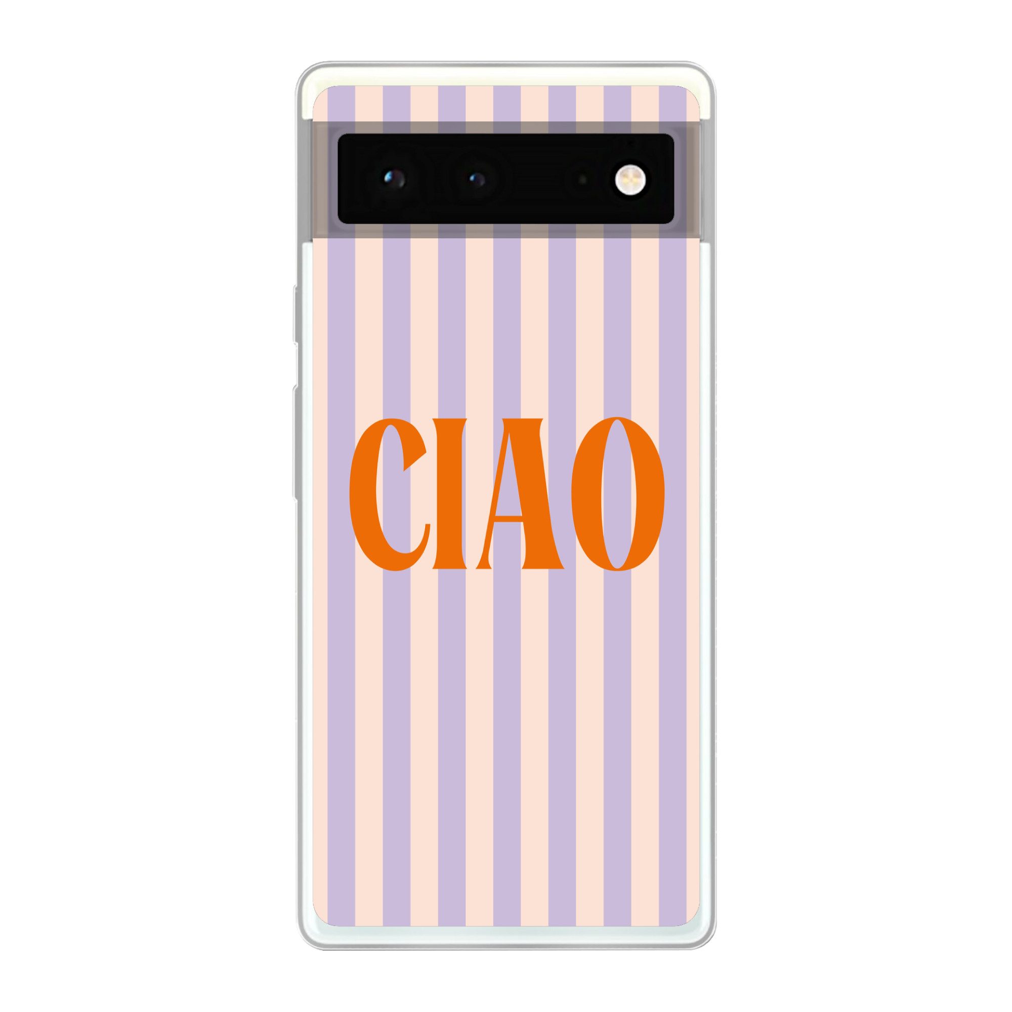 MuchoWow Handyhülle für Google Pixel 6 Ciao - Zitat - Pastell - Streifen, Handy Case, Silikon, Bumper Case Dünn