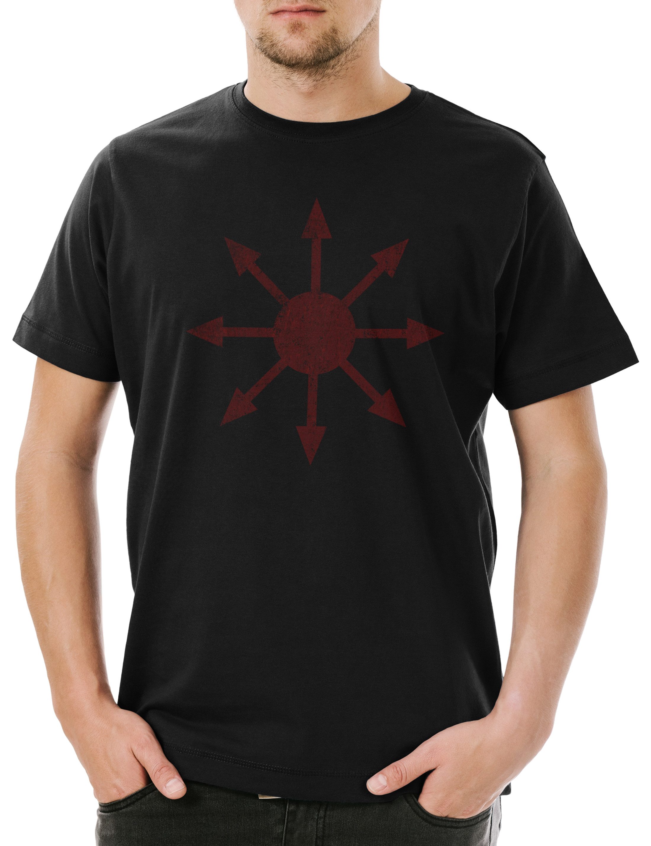 Print-Shirt Chaos Vintage Symbol I Herren T-Shirt Goth Metal Cyber Hardcore Logo