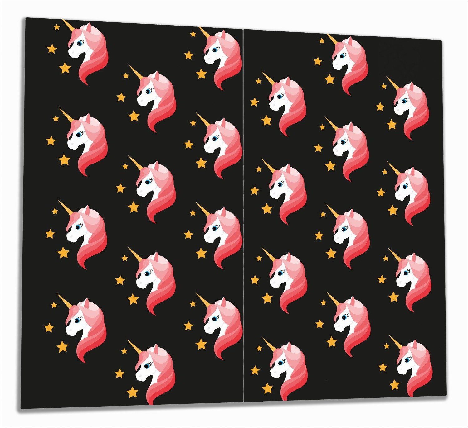 Wallario Herd-Abdeckplatte Einhorn Muster - Süße rosa Einhörner mit Sternen, ESG-Sicherheitsglas, (Glasplatte, 2 tlg., inkl. 5mm Noppen), verschiedene Größen