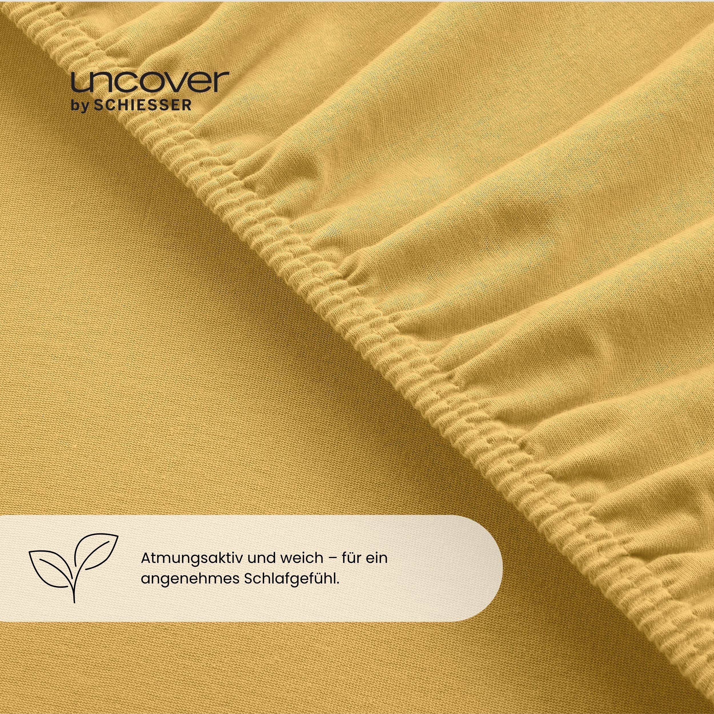 uncover by SCHIESSER Spannbettlaken New Jersey aus 100% Baumwolle, Jersey, Gummizug: rundum, (1 Stück), OEKO-TEX® MADE IN GREEN – Bild 4 von 5