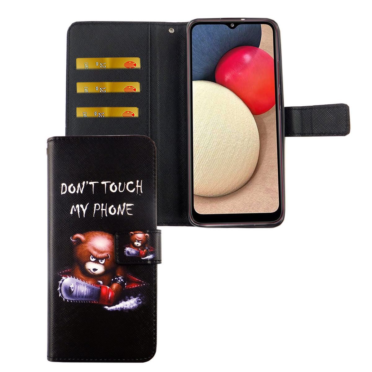 König Design Handyhülle Samsung Galaxy A02s, Samsung Galaxy A02s Handyhülle Bookcover Schwarz