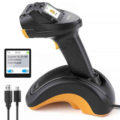 Inateck 1D/2D QR Wireless Barcode Scanner, mit Touchscreen Handscanner, (CMOS+CCD Dual Module, Größere Reichweite, Unterstützt App SDK)