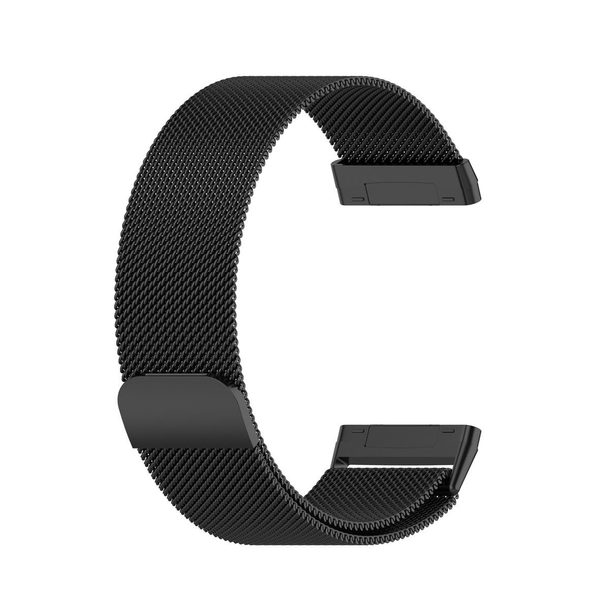 Metall 2 Armband 1+ Für Smartwatch-Armband / Schwarz 4 Wigento Magnet Uhr 3 + Fitbit Sense Versa