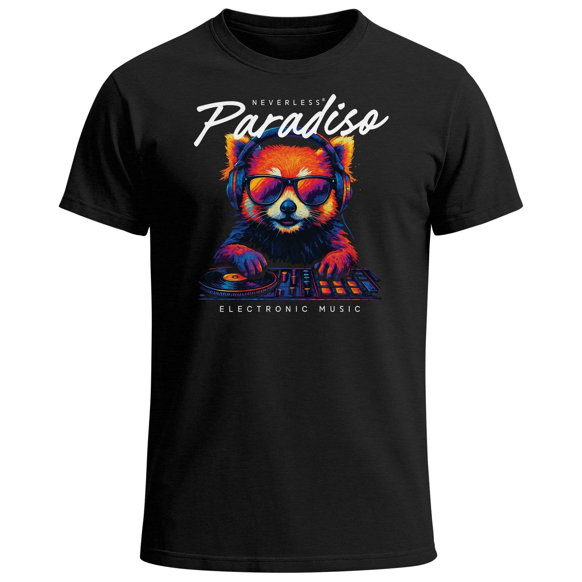 Neverless Print-Shirt Herren T-Shirt DJ Panda günstig online kaufen