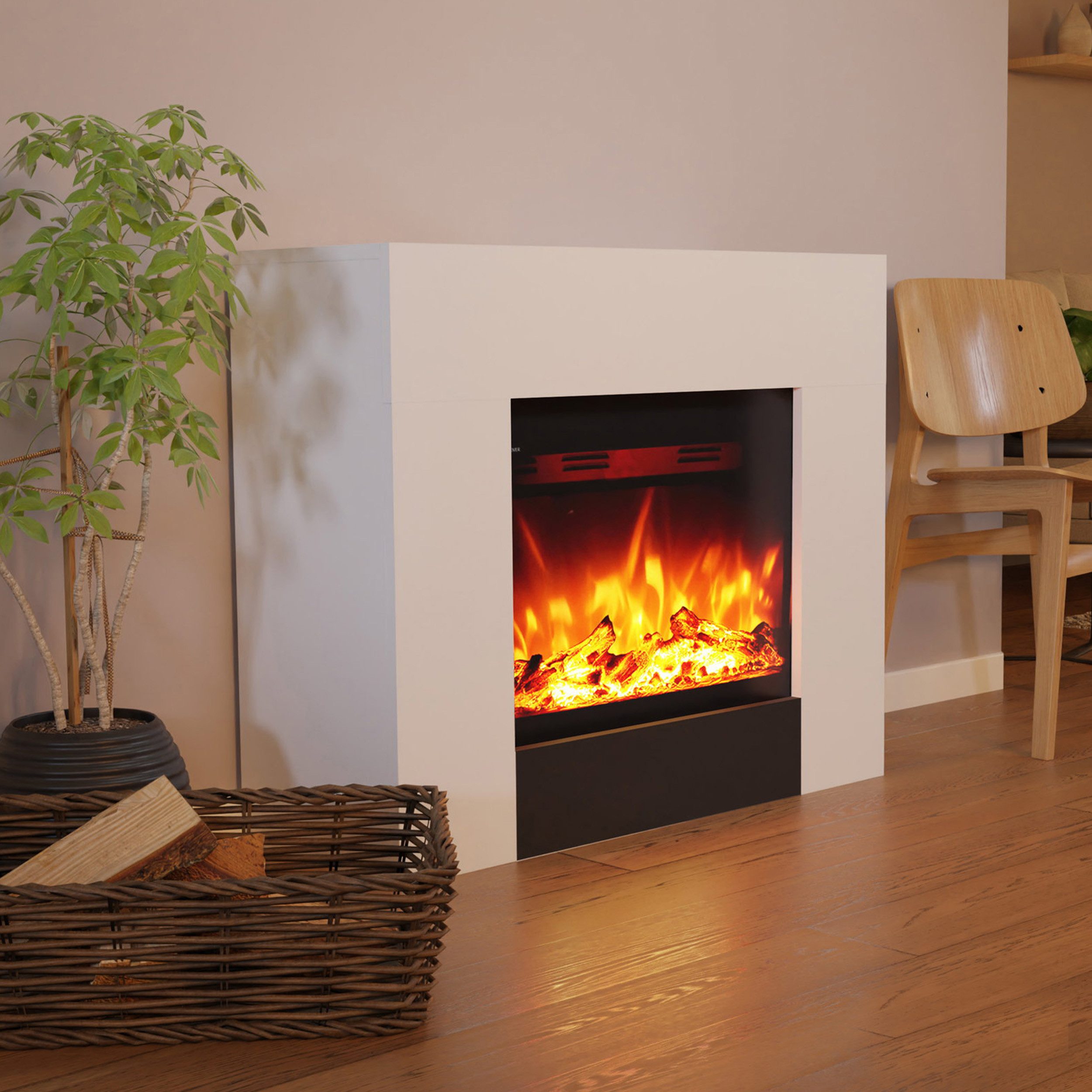 GF Core Elektrokamin METIS LED Kamin mit Heizung, Standkamin, Elektrischer Kamin mit 3-fach Farbwechsler und Knisterfunktion(K)