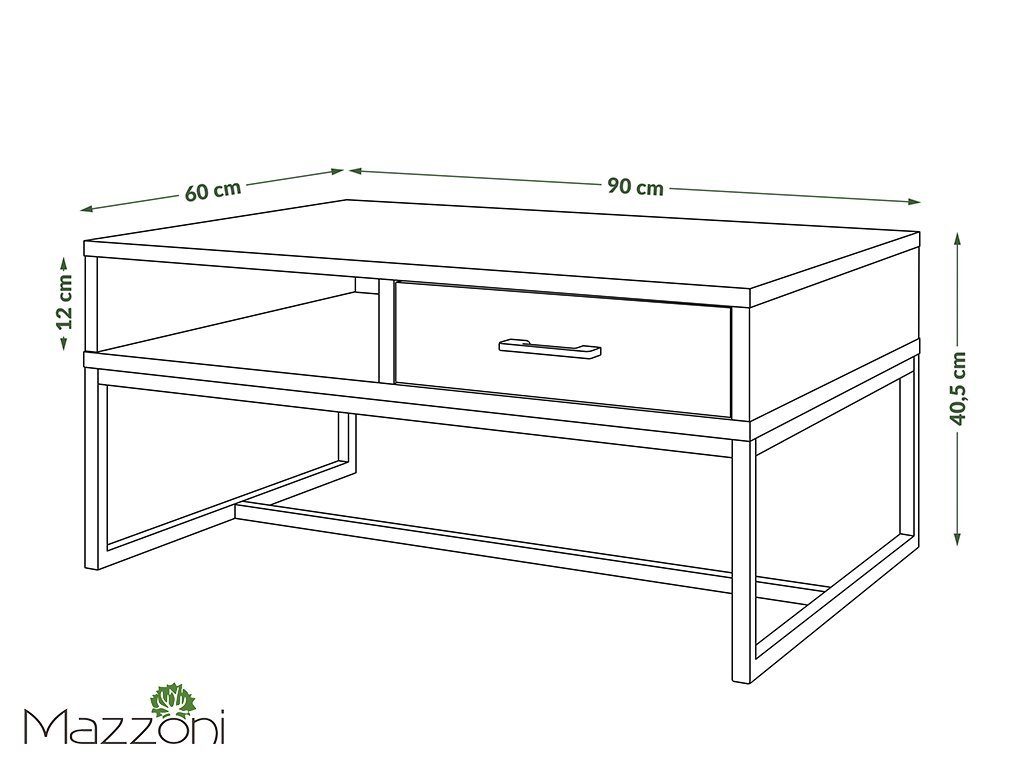 60x90x40cm matt Schublade Weiß Couchtisch Beton Wohnzimmertisch Tisch Ablage Design mit Nyx Mazzoni /