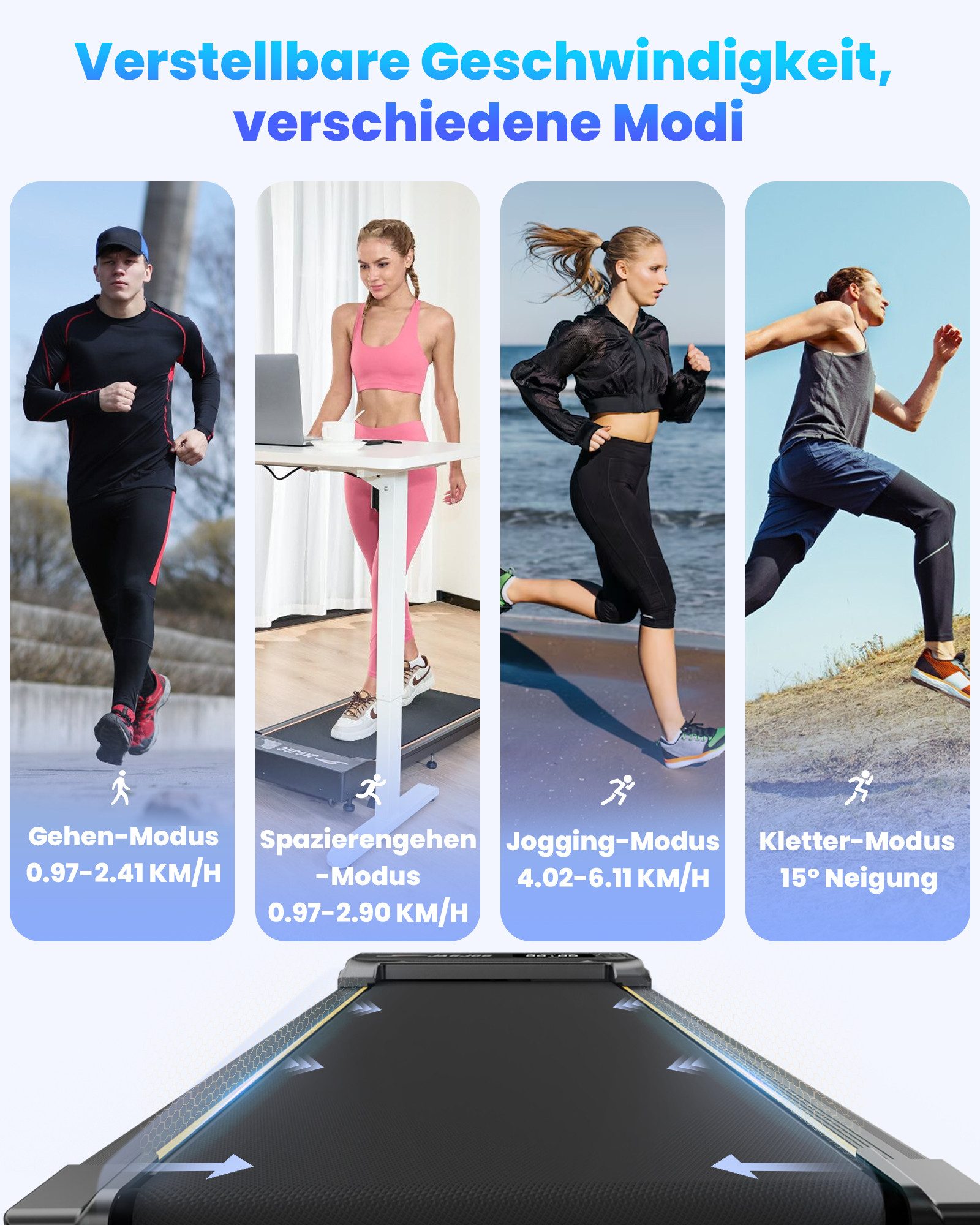 JAGJOG Laufband walking jogging pad 415W motor,bis 6 km/h (1-tlg), Kabellose Fernbedienung, Gummistoßdämpfung stumm
