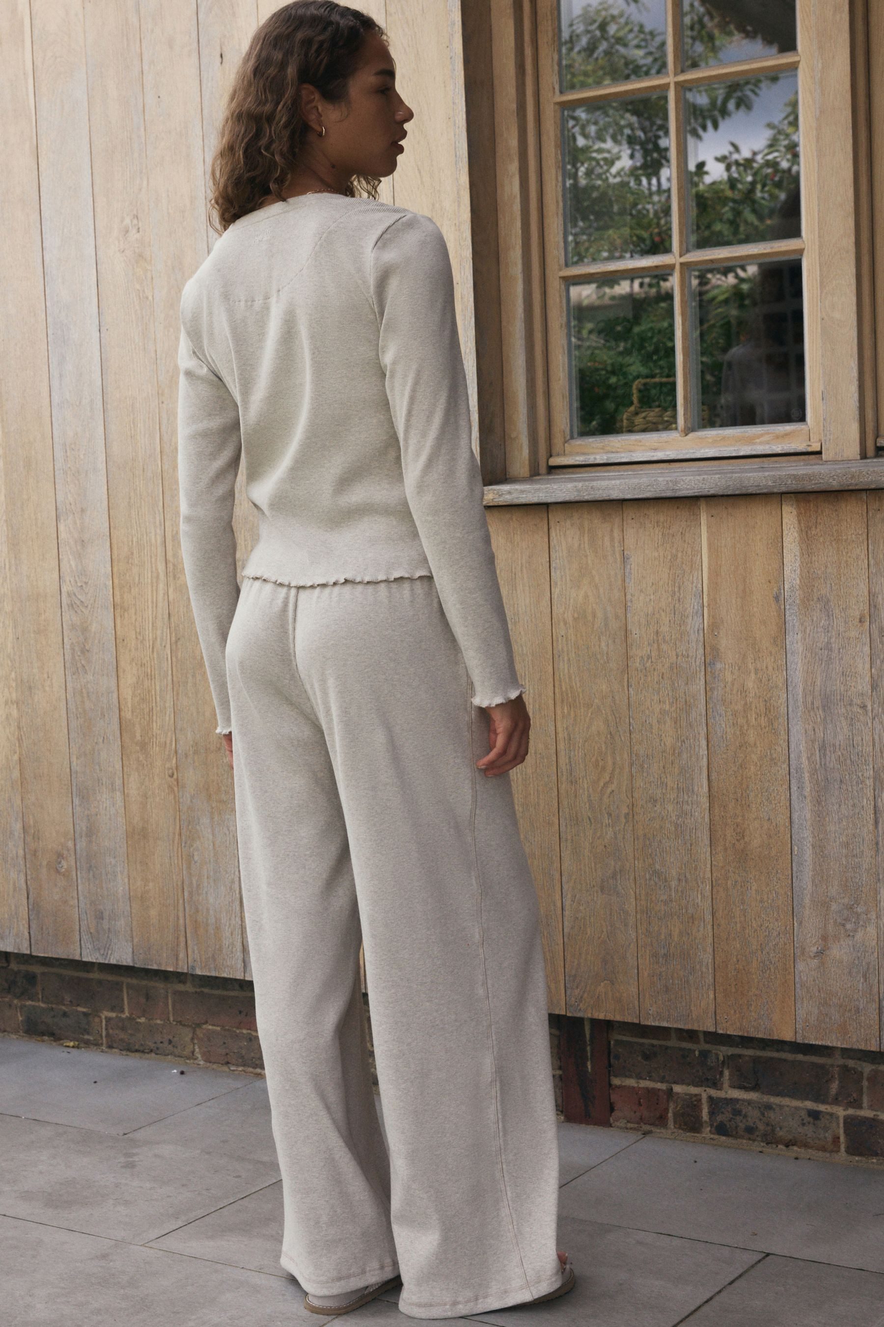 self Pyjama Self. Gerippter Schlafanzug mit Knopfleiste (2 tlg) günstig online kaufen