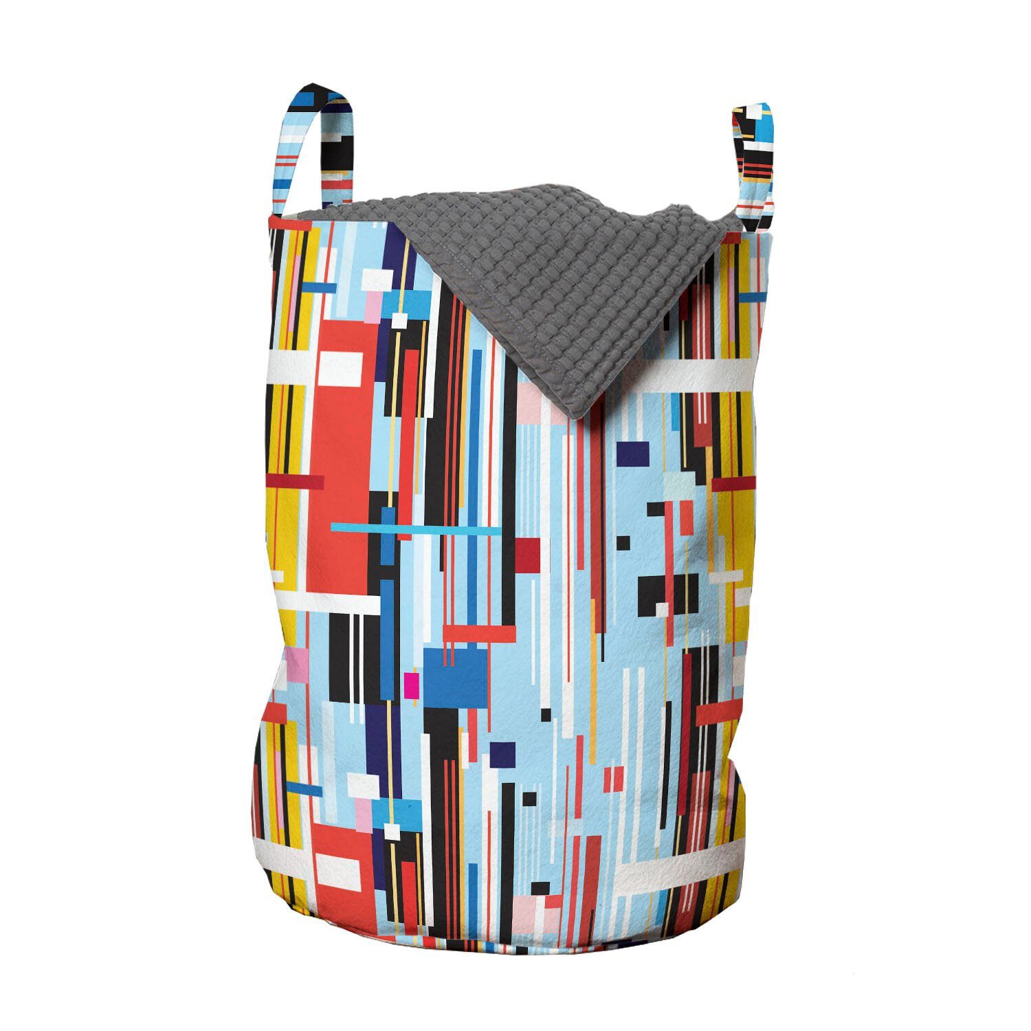 Digital-Streifen Abakuhaus mit Bunte Griffen Wäschesäckchen Kordelzugverschluss für Modern Waschsalons, Wäschekorb
