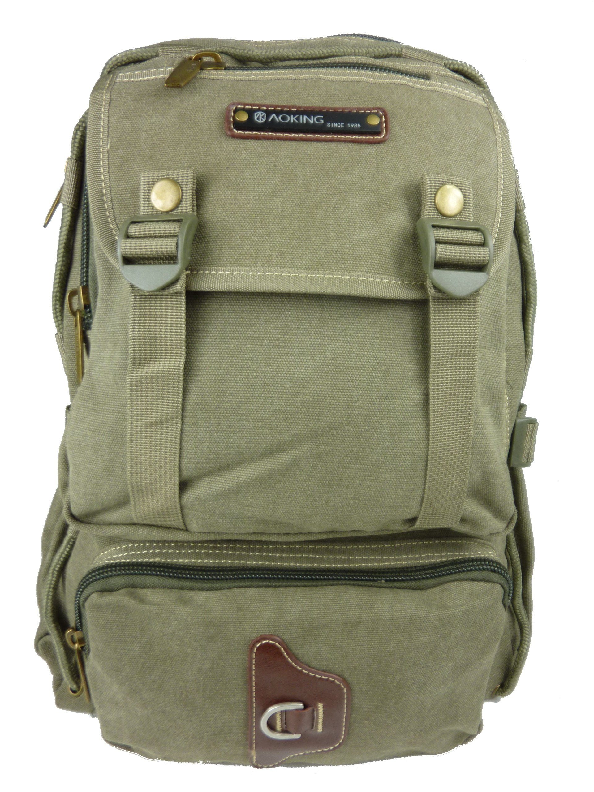 Taschen4life Freizeitrucksack Trekking Canvas Rucksack, T115, Militär Stil, Damen und Herren Segeltuch Stoffrucksack