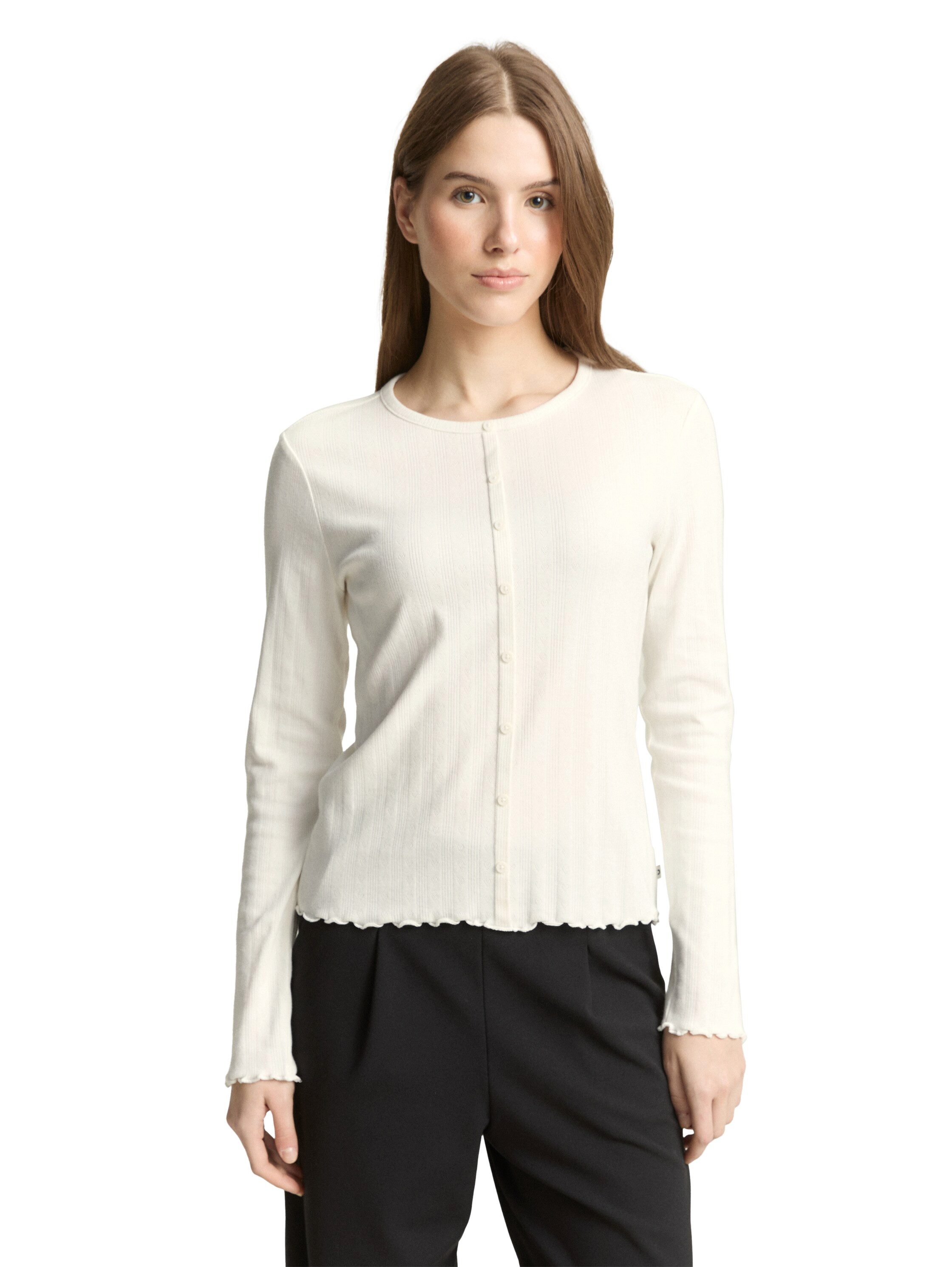 TOM TAILOR Denim Langarmshirt mit gewelltem Abschluss