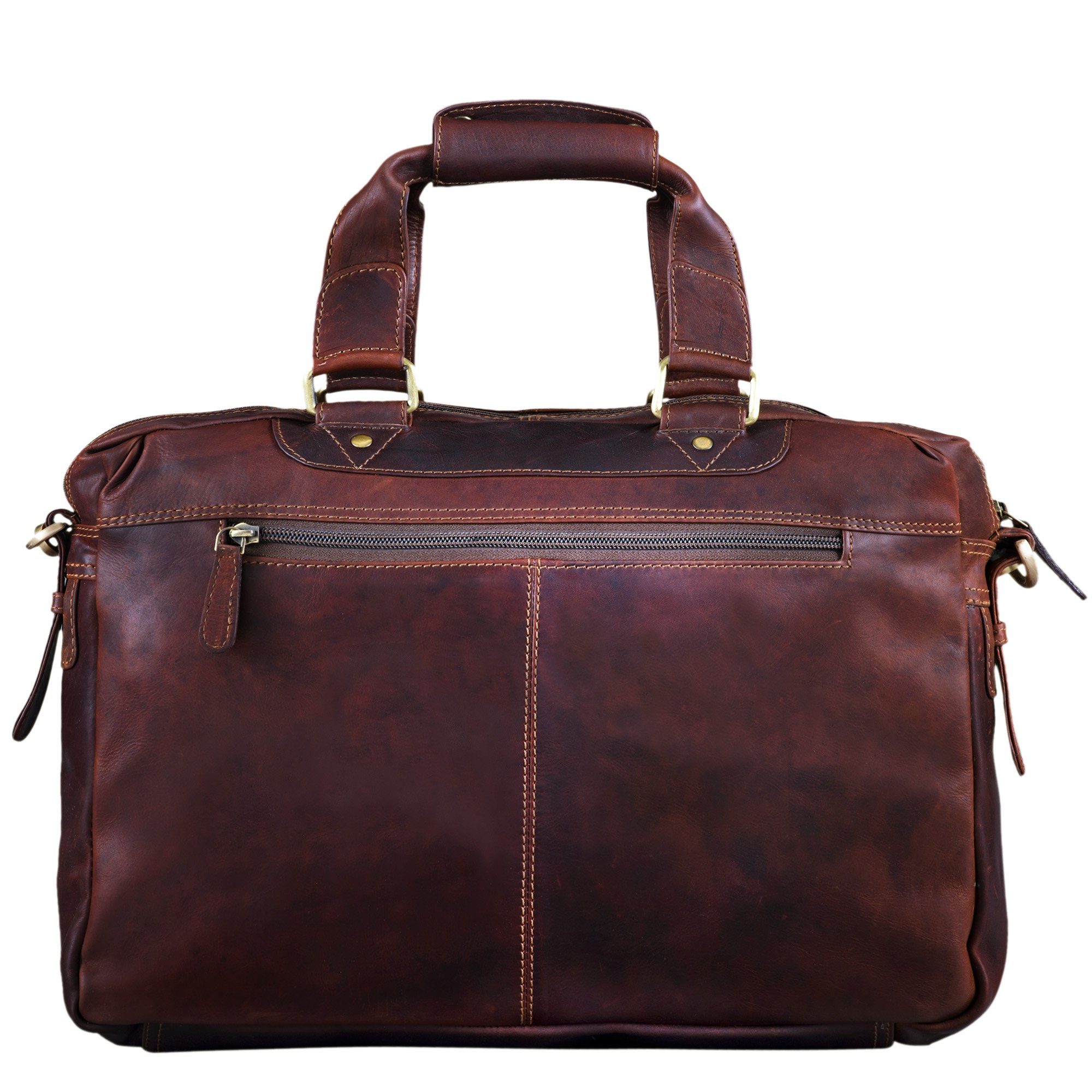 Laptoptasche cognac STILORD STILORD Unisex Ledertasche - dunkelbraun Business "Jesse"