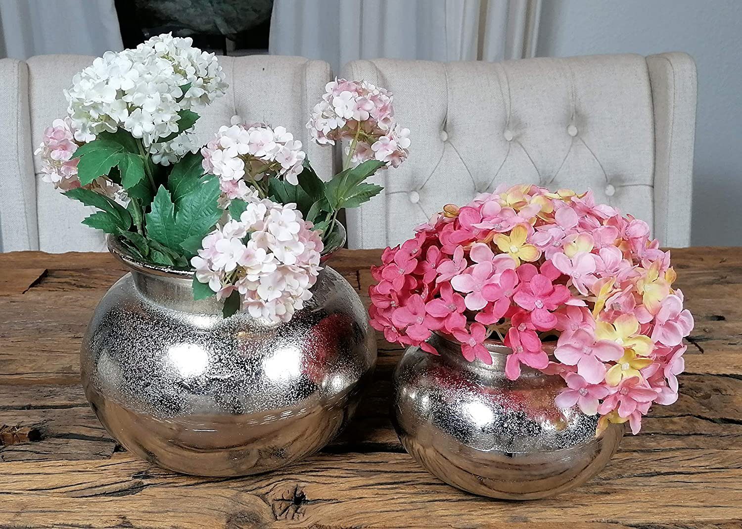 MichaelNoll Dekovase Vase 2er Set Pokalvase Dekovase Aluminium Silber 16 / günstig online kaufen