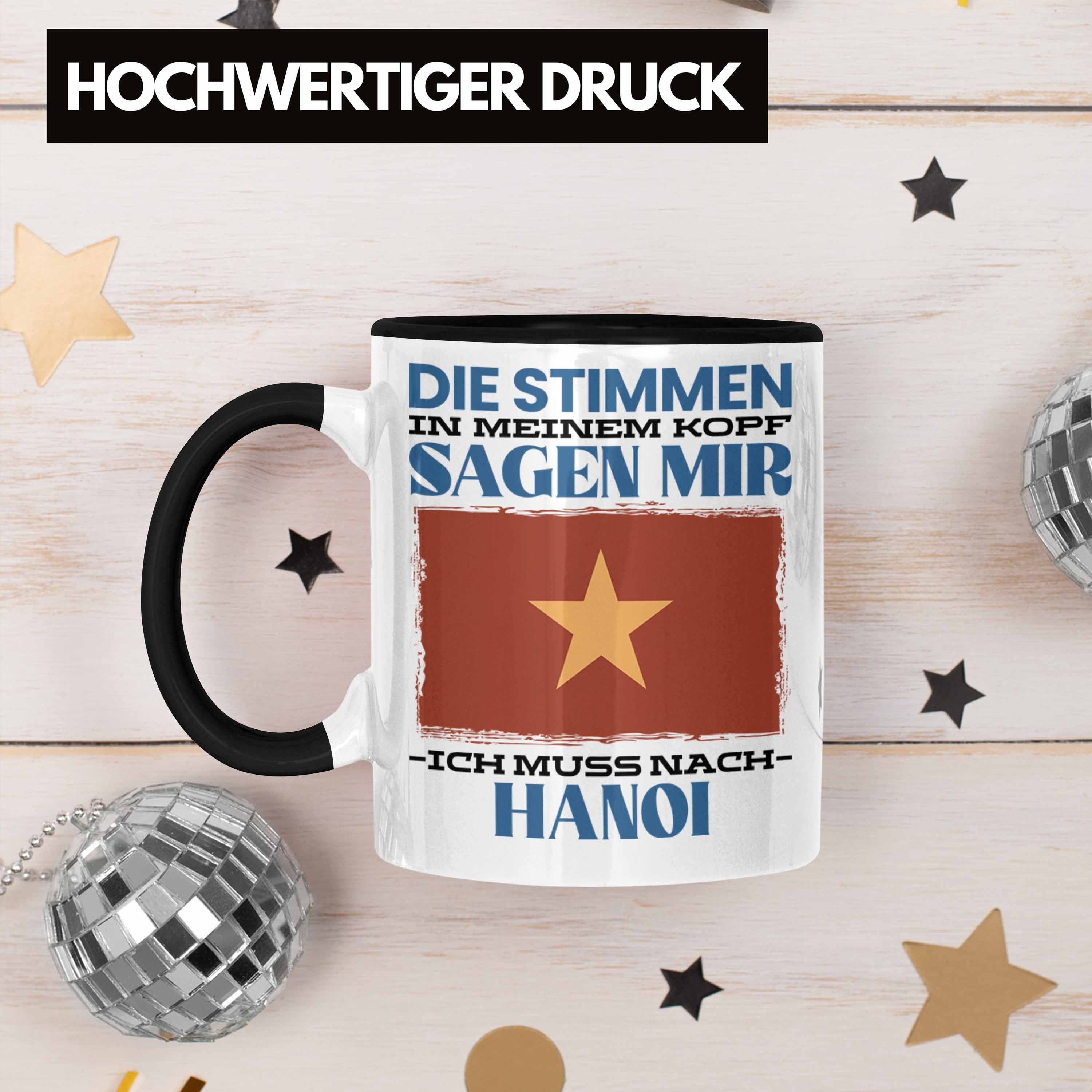 Trendation Tasse Hanoi Geschenk Tasse Heimat Schwarz Urlaub Vietnam Geschenkidee Spruch