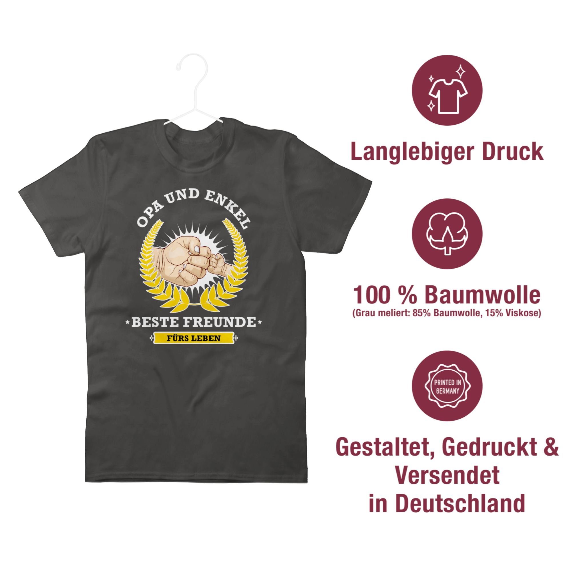 fürs - Freunde Geschenke Opa Dunkelgrau Shirtracer Opa Leben T-Shirt beste Enkel und 3