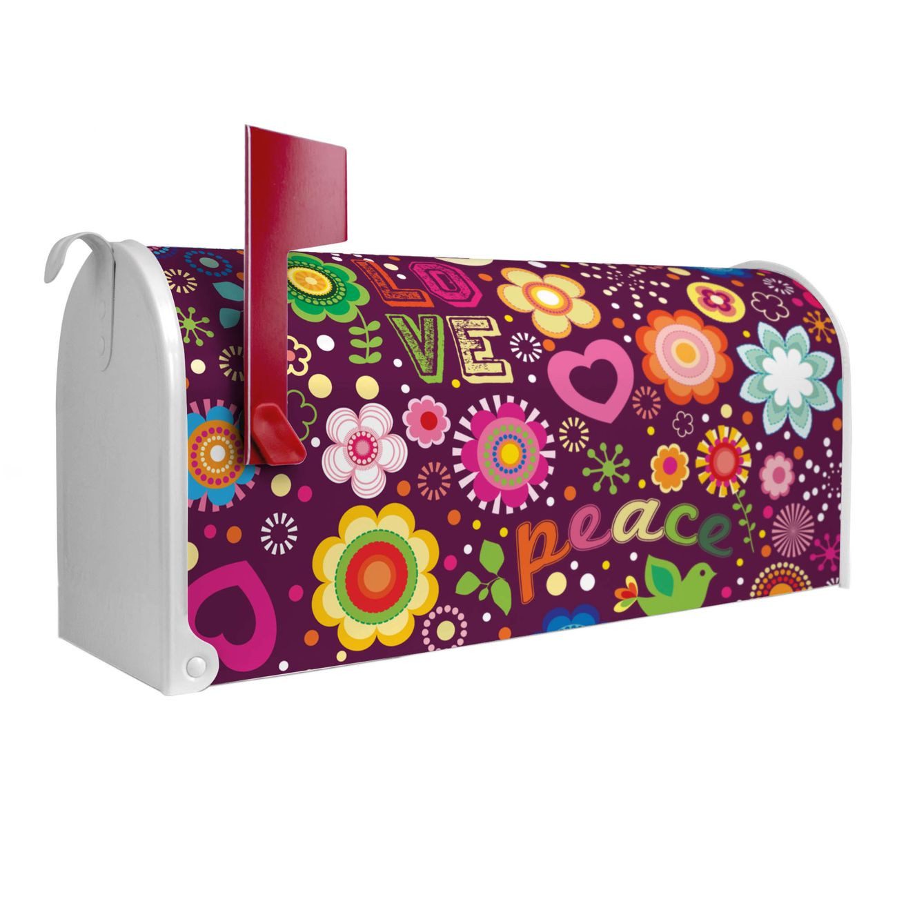 banjado Amerikanischer Briefkasten Mailbox Love and Peace (Amerikanischer Briefkasten, original aus Mississippi USA), 22 x 17 x 51 cm