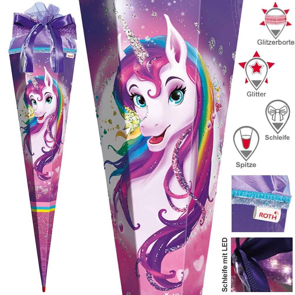 Roth Schultüte Exklusiv Set 85 cm Mädchen Einhorn Portrait Glitter Schleife