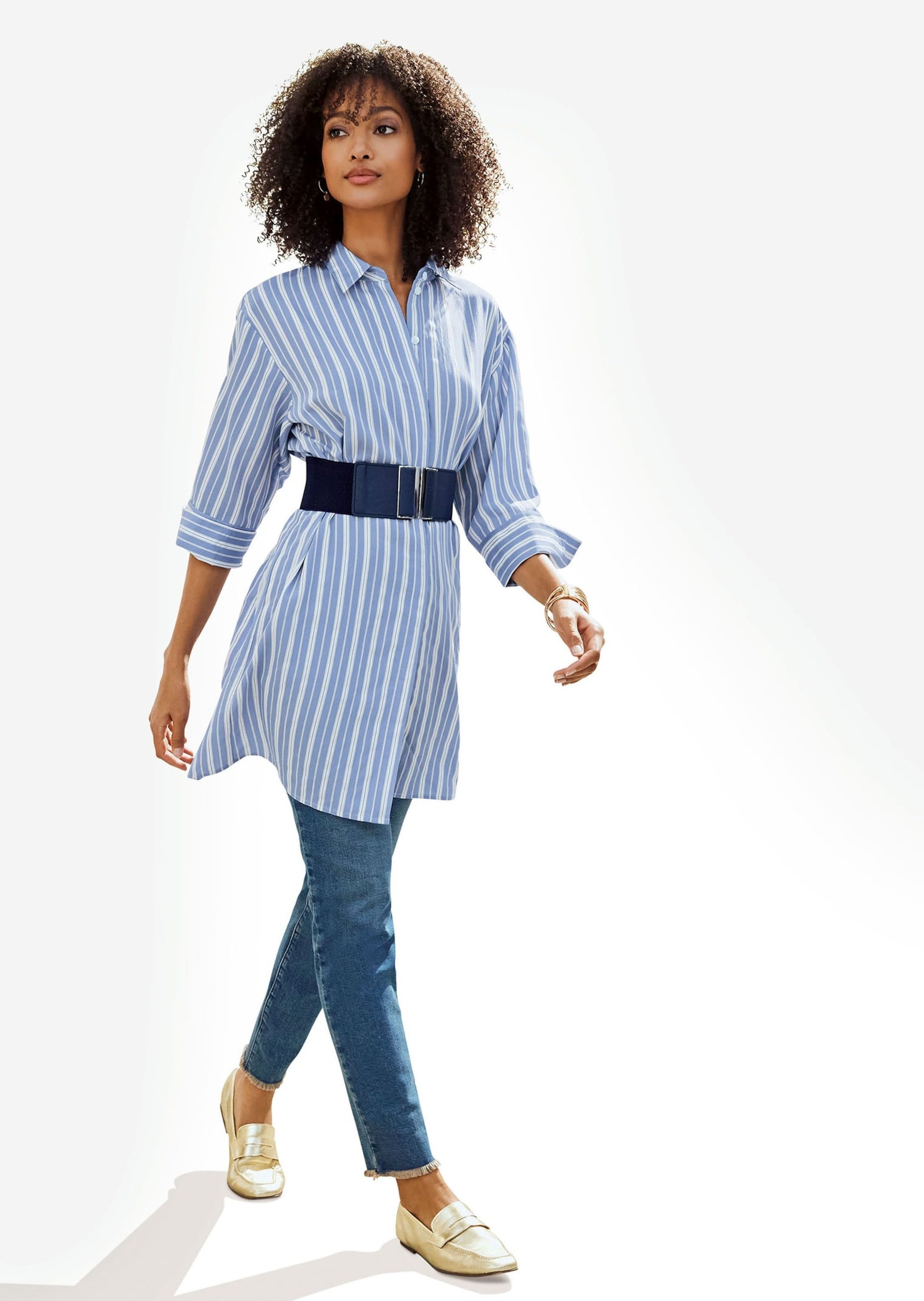 MADELEINE Gerade Jeans Mid Waist Skinny-Hose mit Fransen Fransenhose in schmale Silhouette, Five-Pocket-Stil