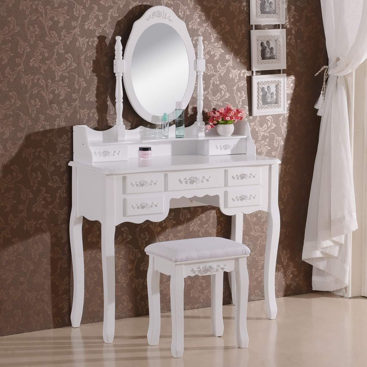 Woltu Schminktisch, Schminktisch mit Spiegel und Hocker MB6026cm online