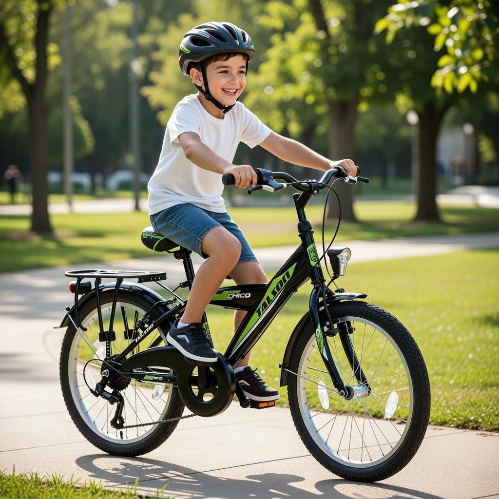 Talson children's bicycle, 20 inch city bike, 6-speed Shimano derailleur gears, with lights compliant with German road traffic regulations (StVZO) and luggage rack, black