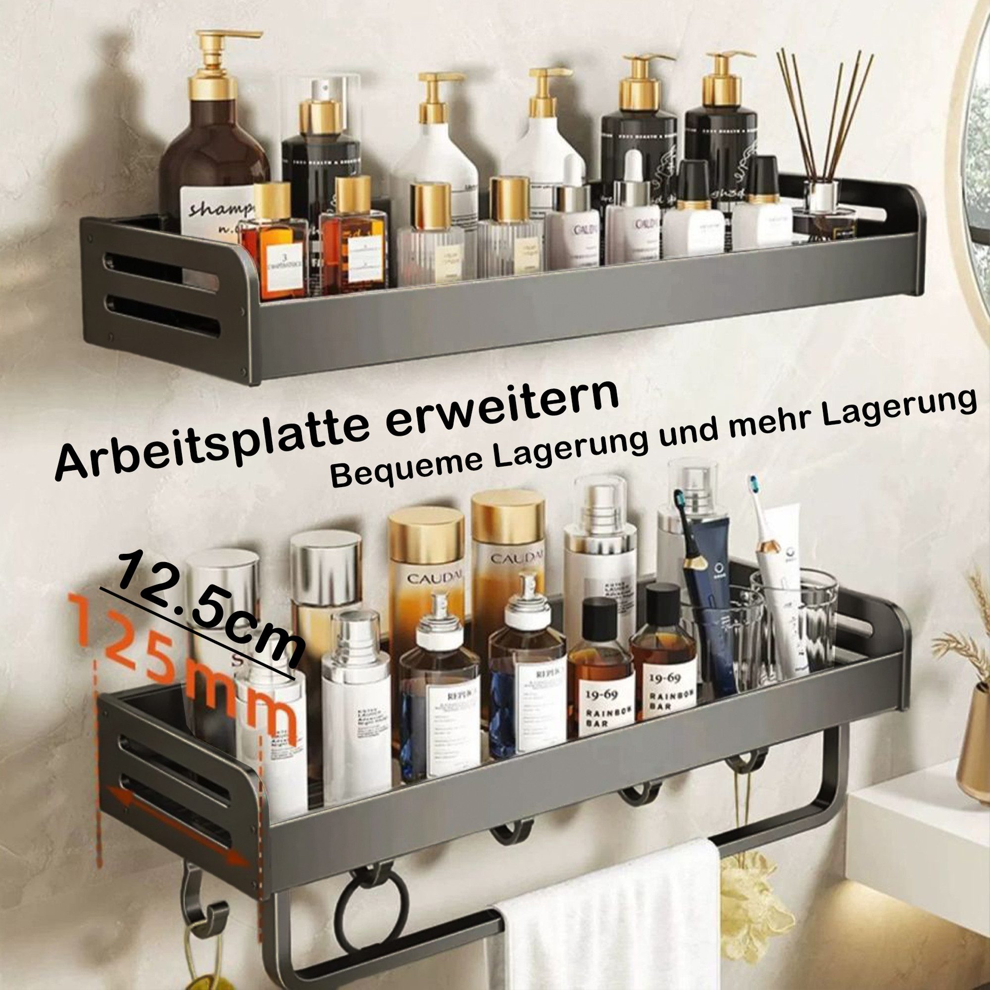 ibettertec Duschablage ohne Bohren 1 Stück30/40/50cm günstig online kaufen