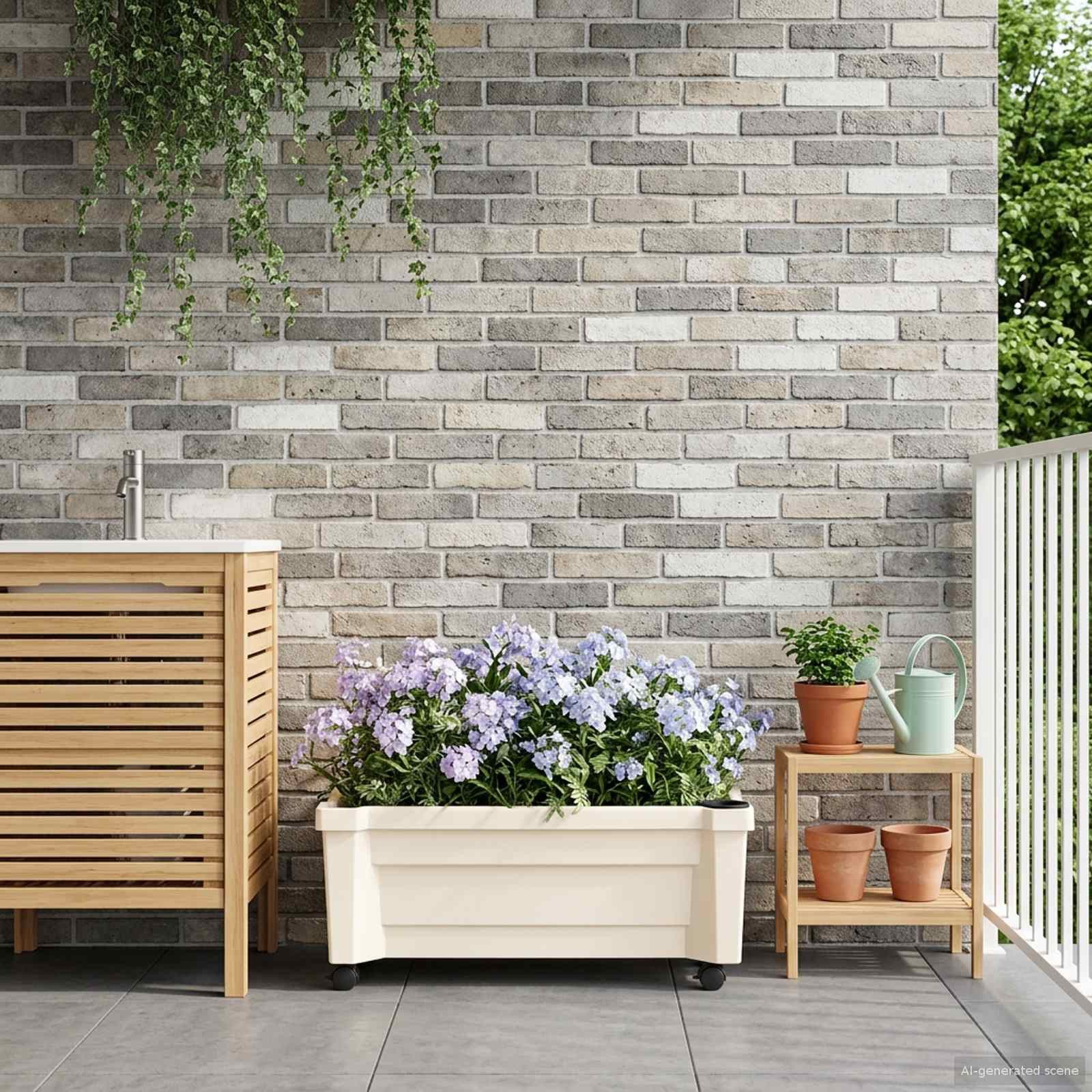 vidaXL Mülltonnenbox Calypso Blumentopf mit Rädern PP Weiß (1 St)
