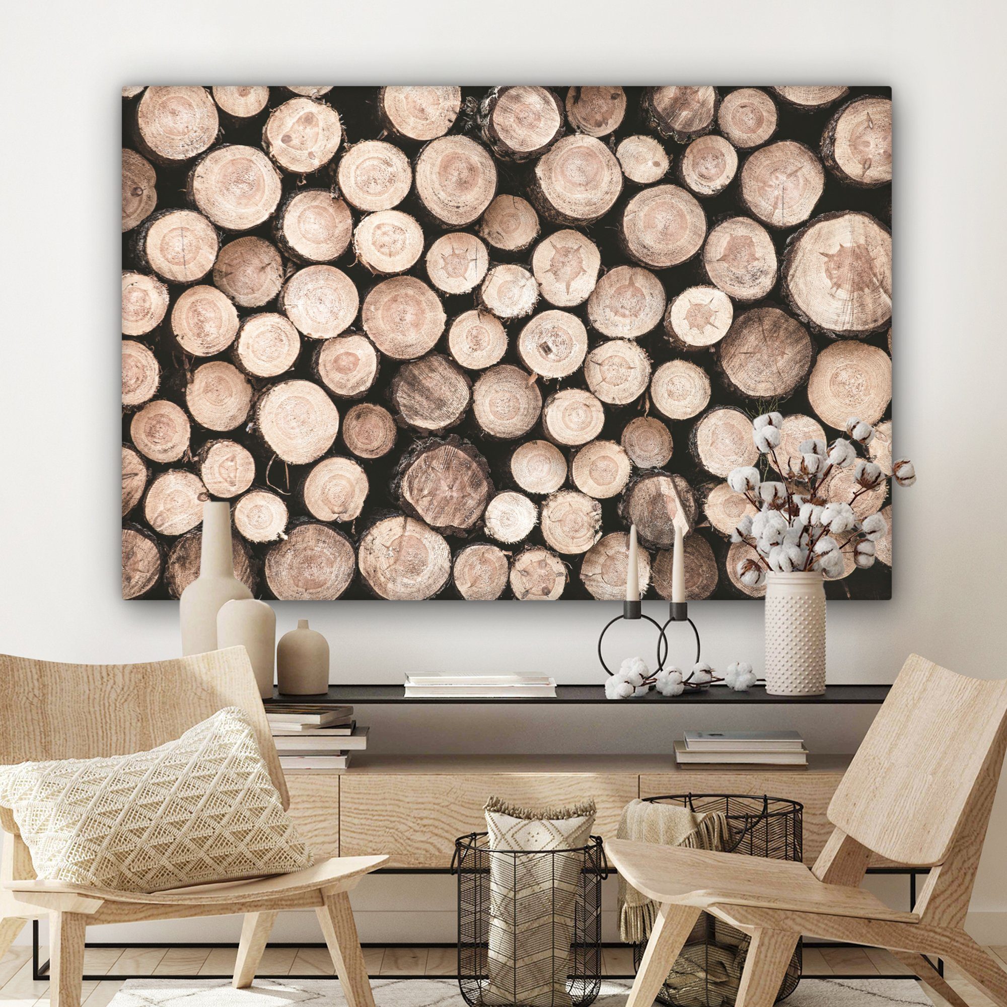 (1 XXL, - OneMillionCanvasses® Wandbild 120x80 Winter für Gemälde, Baumstämme alle St), großes, Natur, - cm Leinwandbild Wohnbereiche,