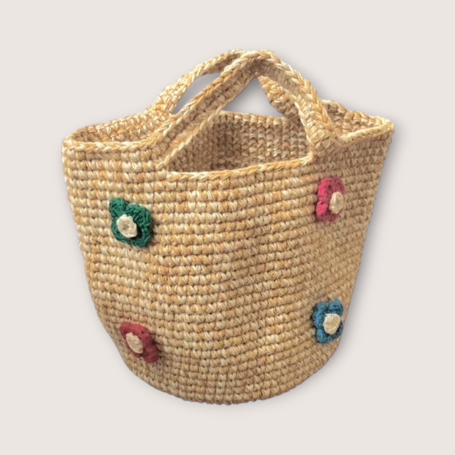 Luna-Leena Handtasche Kinderhandtasche Gänseblümchen aus Bio-Baumwolle – gehäkelt in Nepal