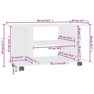 vidaXL TV-Schrank TV-Schrank mit Rollen Weiß 80x40x45 cm Holzwerkstoff (1-St)