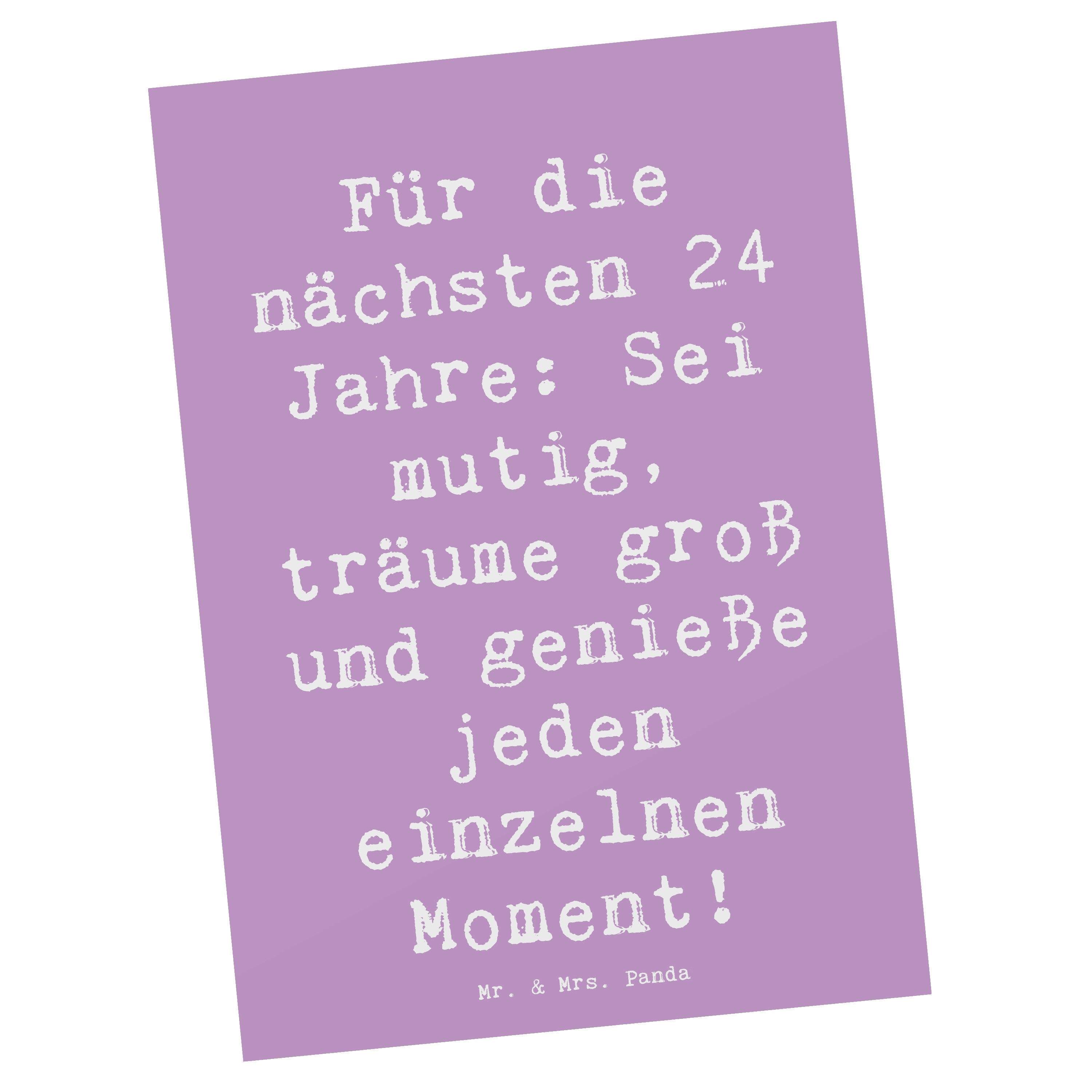 Mr. & Mrs. Panda Postkarte Spruch 24. Geburtstag Mutig Träumen, Postkarte, Lavendeltraum, Handar, Motivkarte Postkarten Alles gut zum Geburtstag