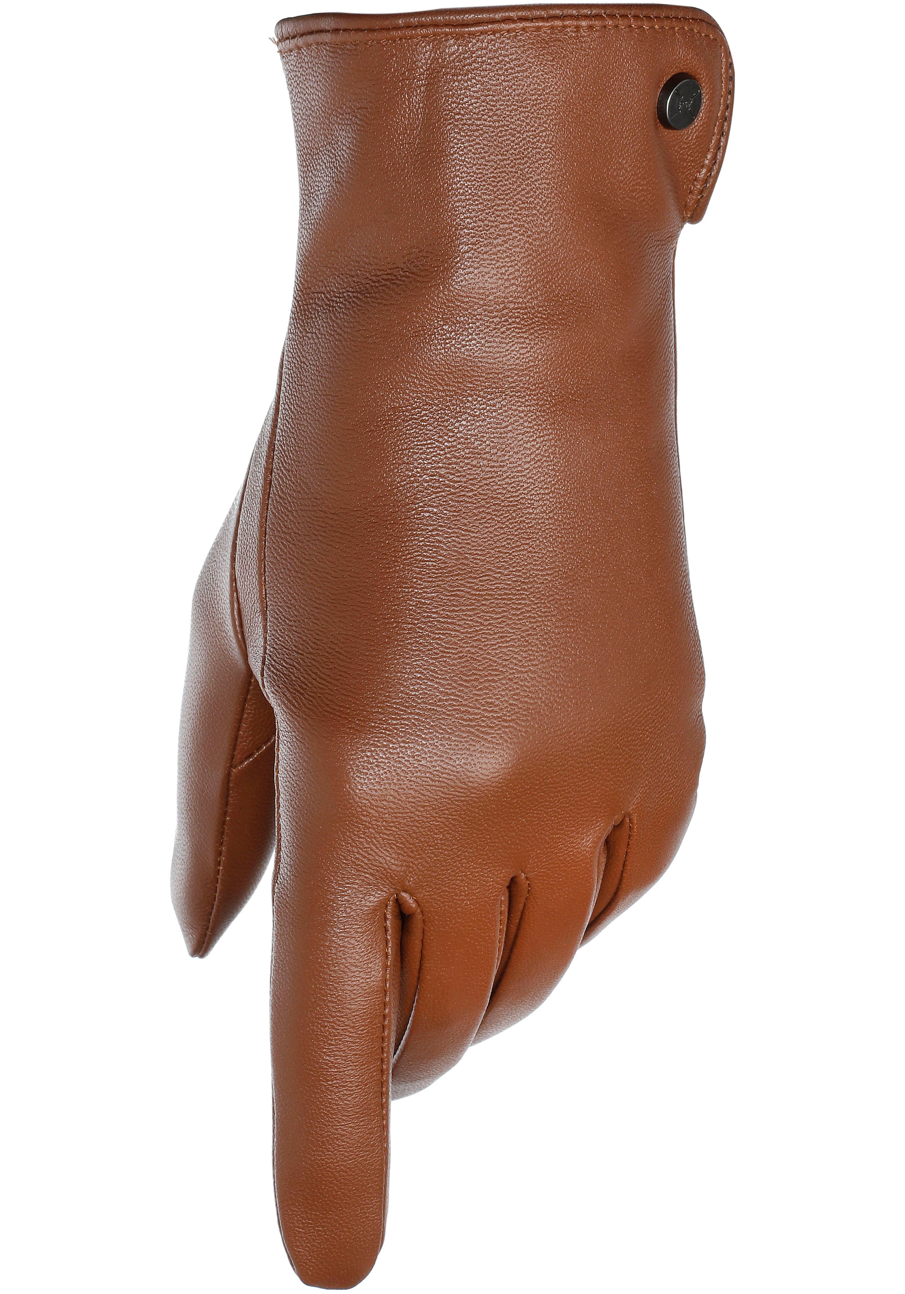 Lederhandschuhe Seitenschlitz Pam Glattlederhandschuh, PEARLWOOD cognac