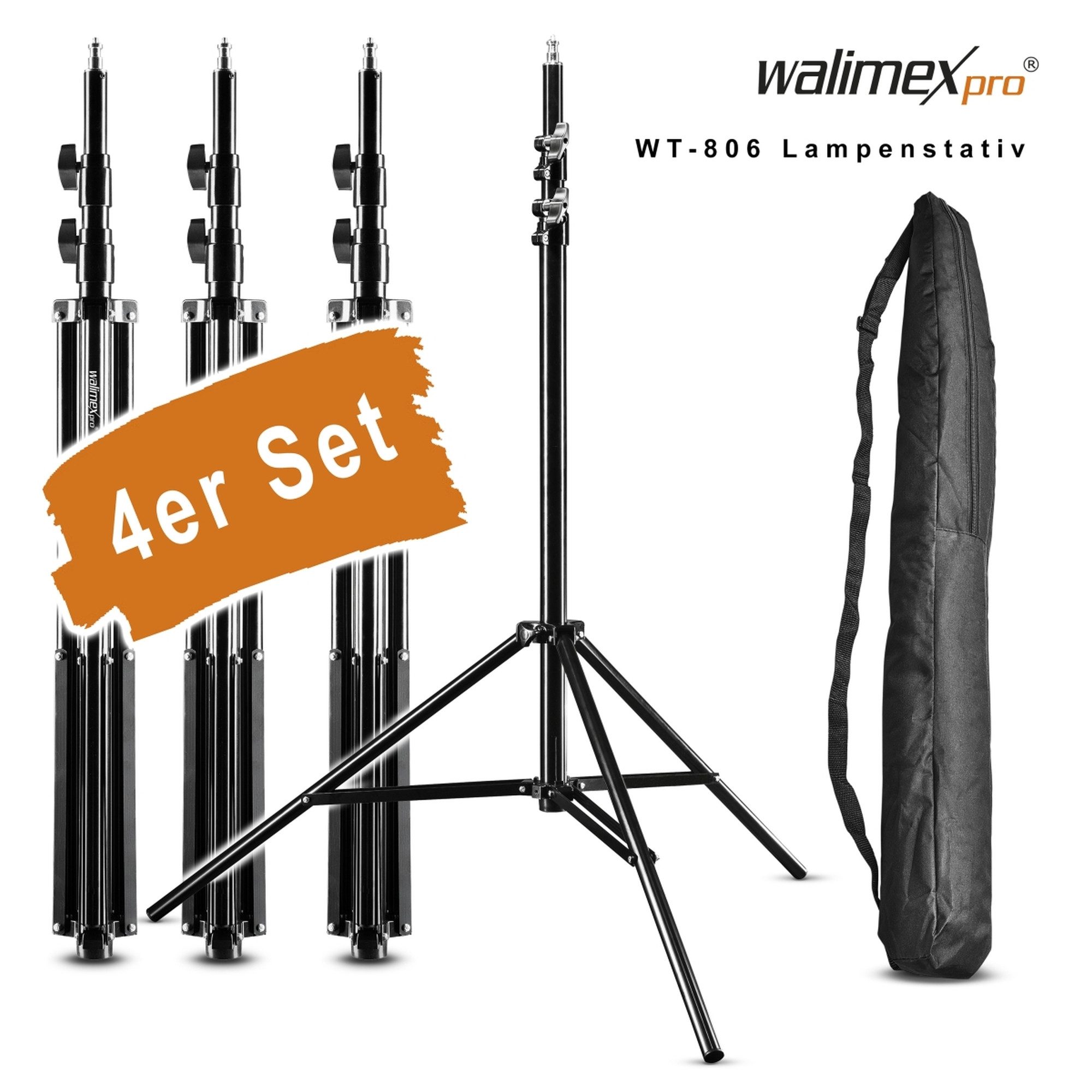Walimex Pro WT-806 Lampenstativ 256cm 4er Set Lampenstativ