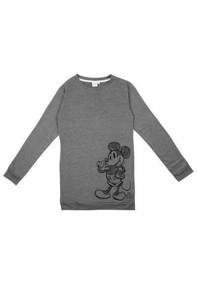 United Labels® Sweatshirt Mickey Mouse Sweatkleid Damen Oversize Sweatshirt lang Pullover Grau