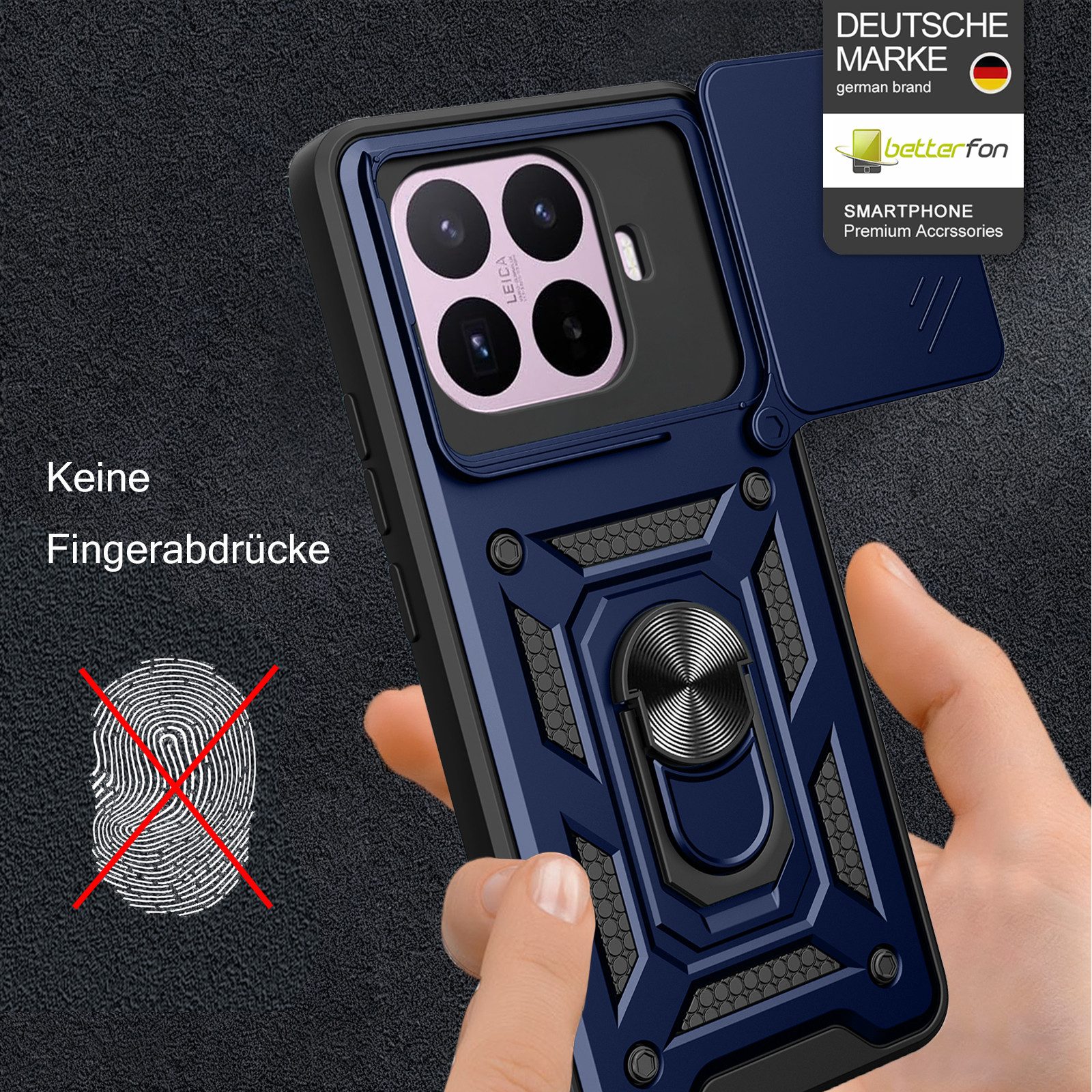 betterfon Handyhülle für Xiaomi Modelle Hülle mit Kameraschutz Ringhalter, Outdoorhülle mit Smartstand Kameraschutz und Silikonkern – Bild 2 von 5