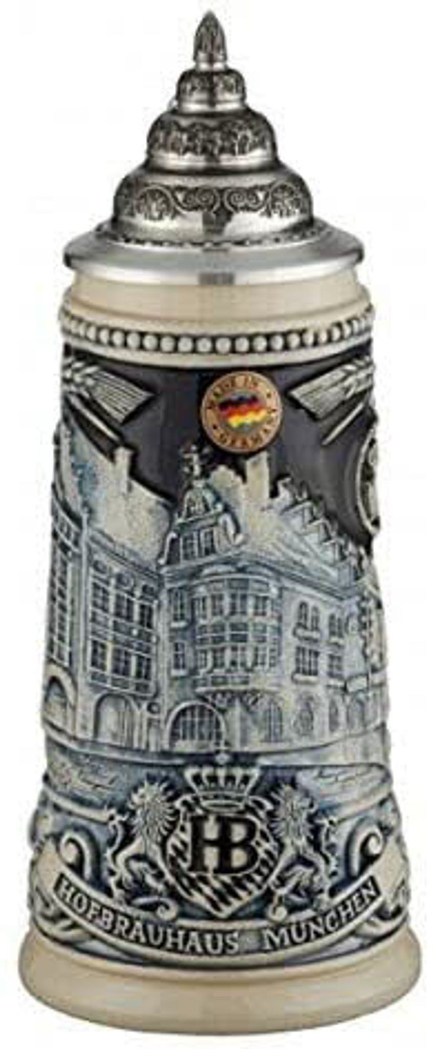 KING Bierkrug HB Beerstein 0,25l blue authentic german beer stein, ceramic