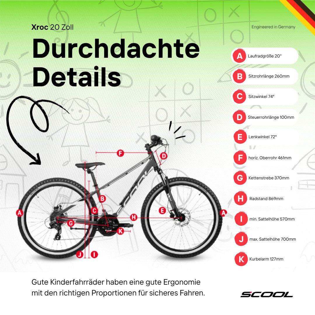 S’COOL Jugendfahrrad Xroc disc 20 Zoll, Jugendfahrrad, 20 Zoll, sportlich, 7 Gang